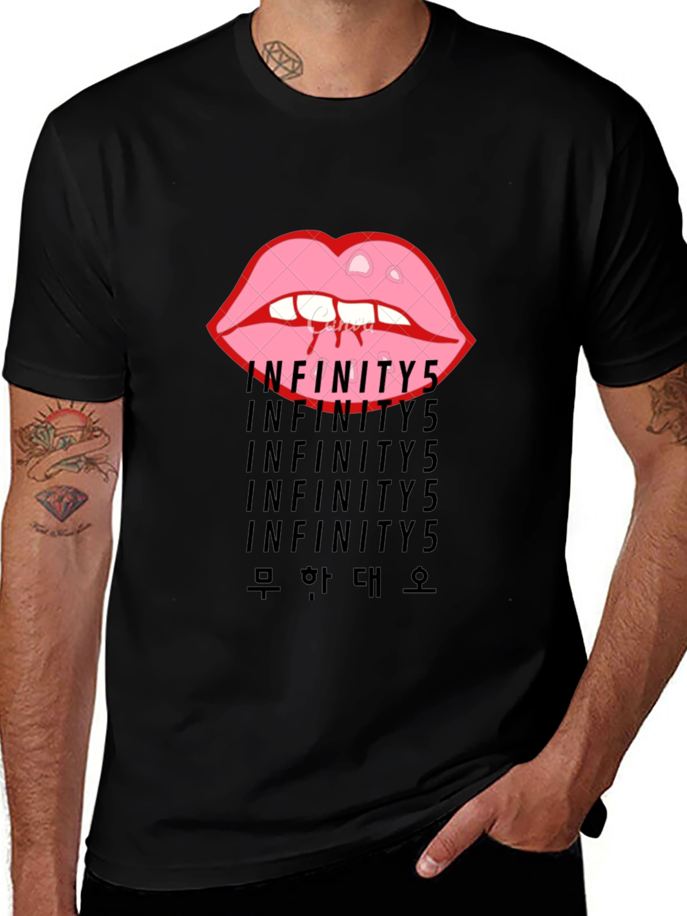 Infinity5 Lips Graphic Black T-Shirt