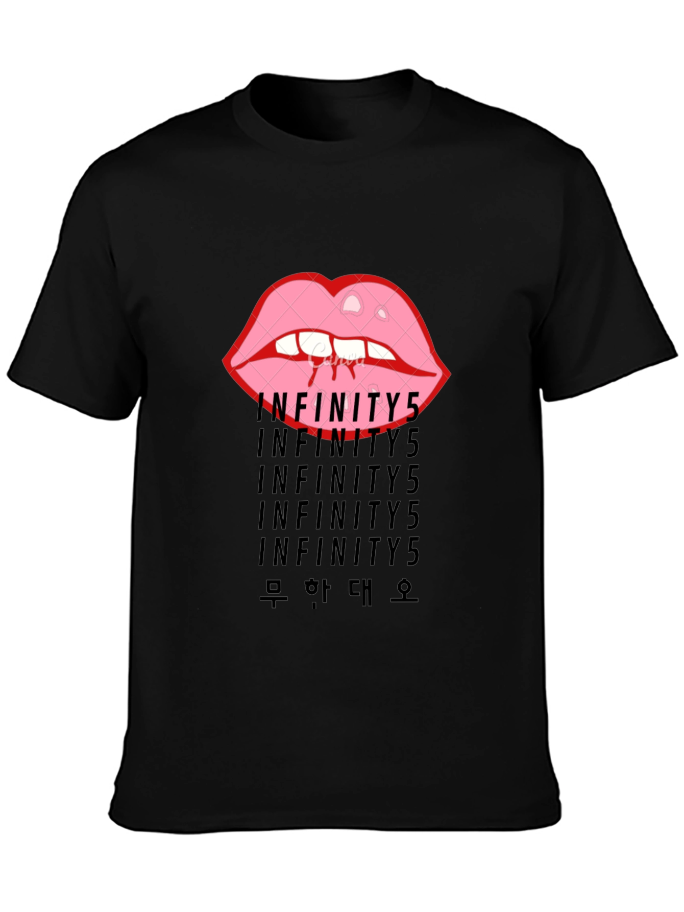Infinity5 Lips Graphic Black T-Shirt