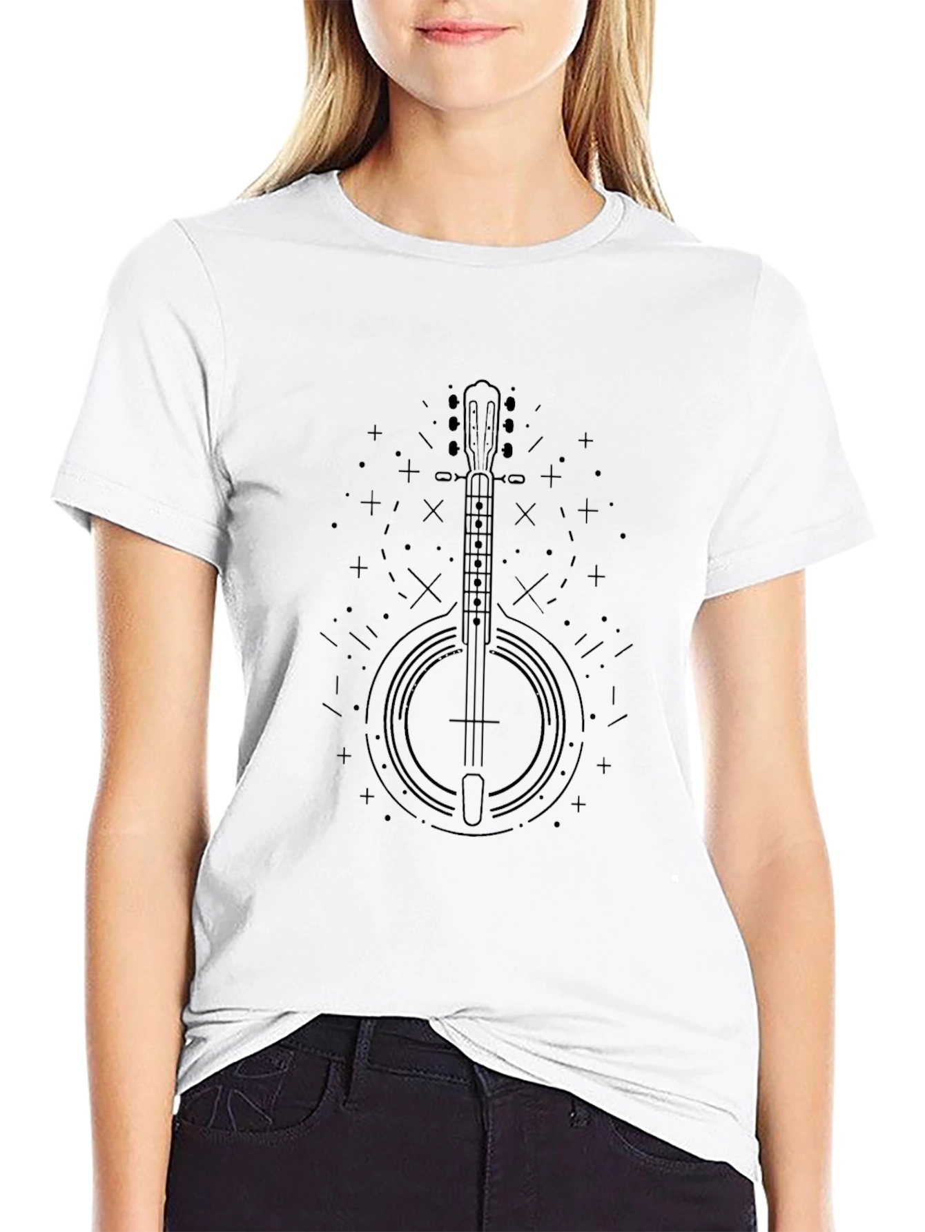 Black Banjo Graphic Tee - Cool Music Lover Shirt