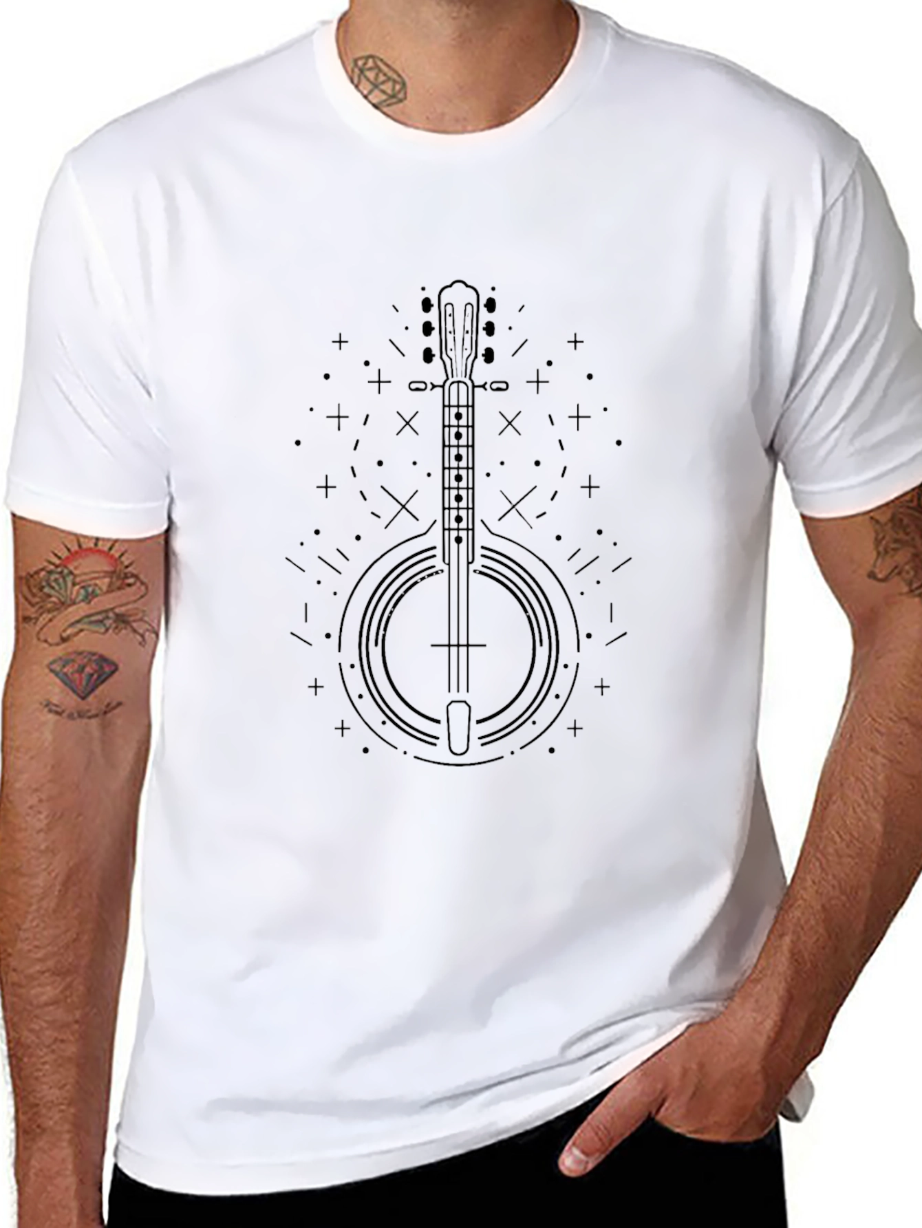 Black Banjo Graphic Tee - Cool Music Lover Shirt