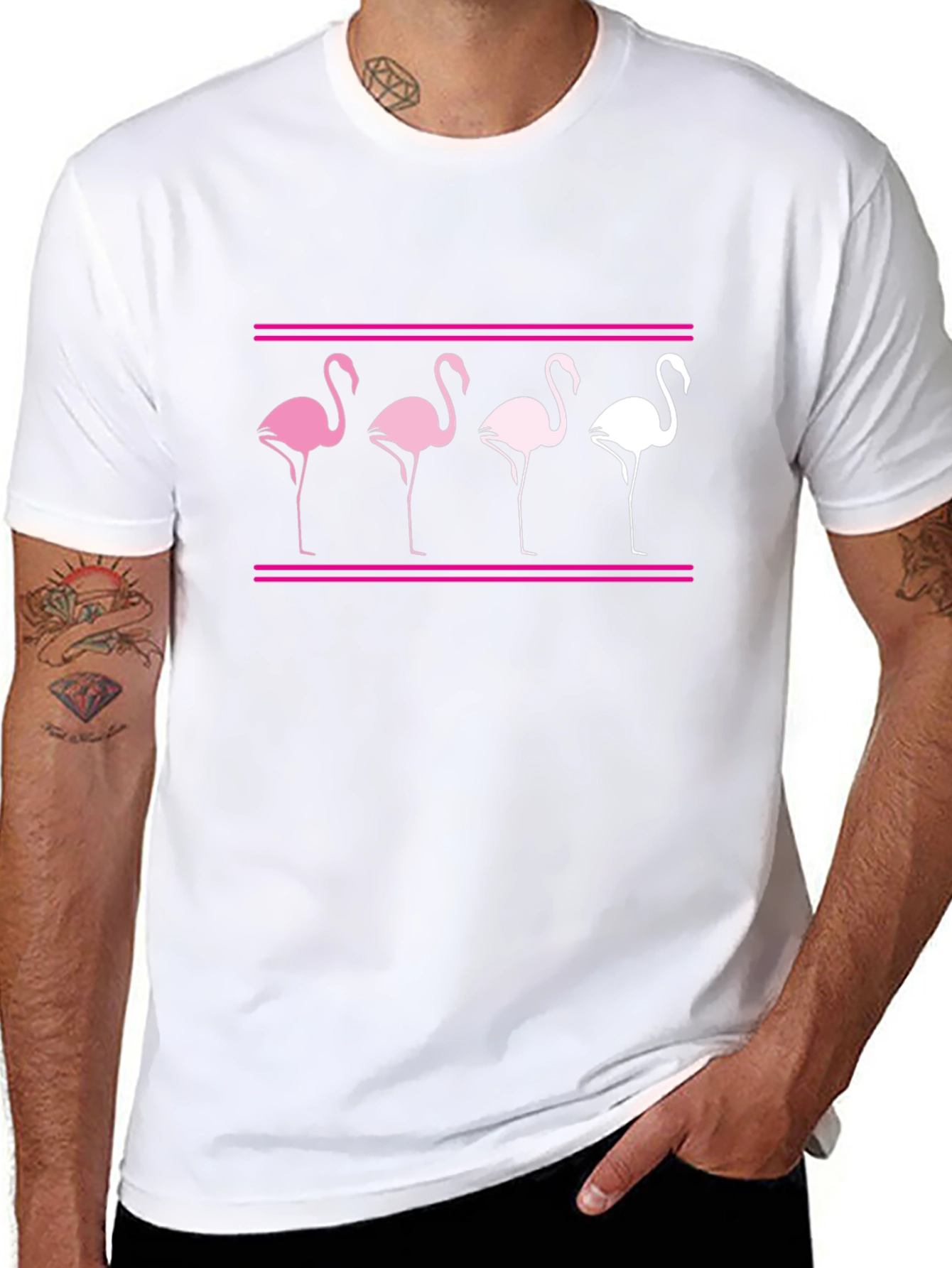 Flamingo Graphic Tee - Black Cotton Casual Shirt