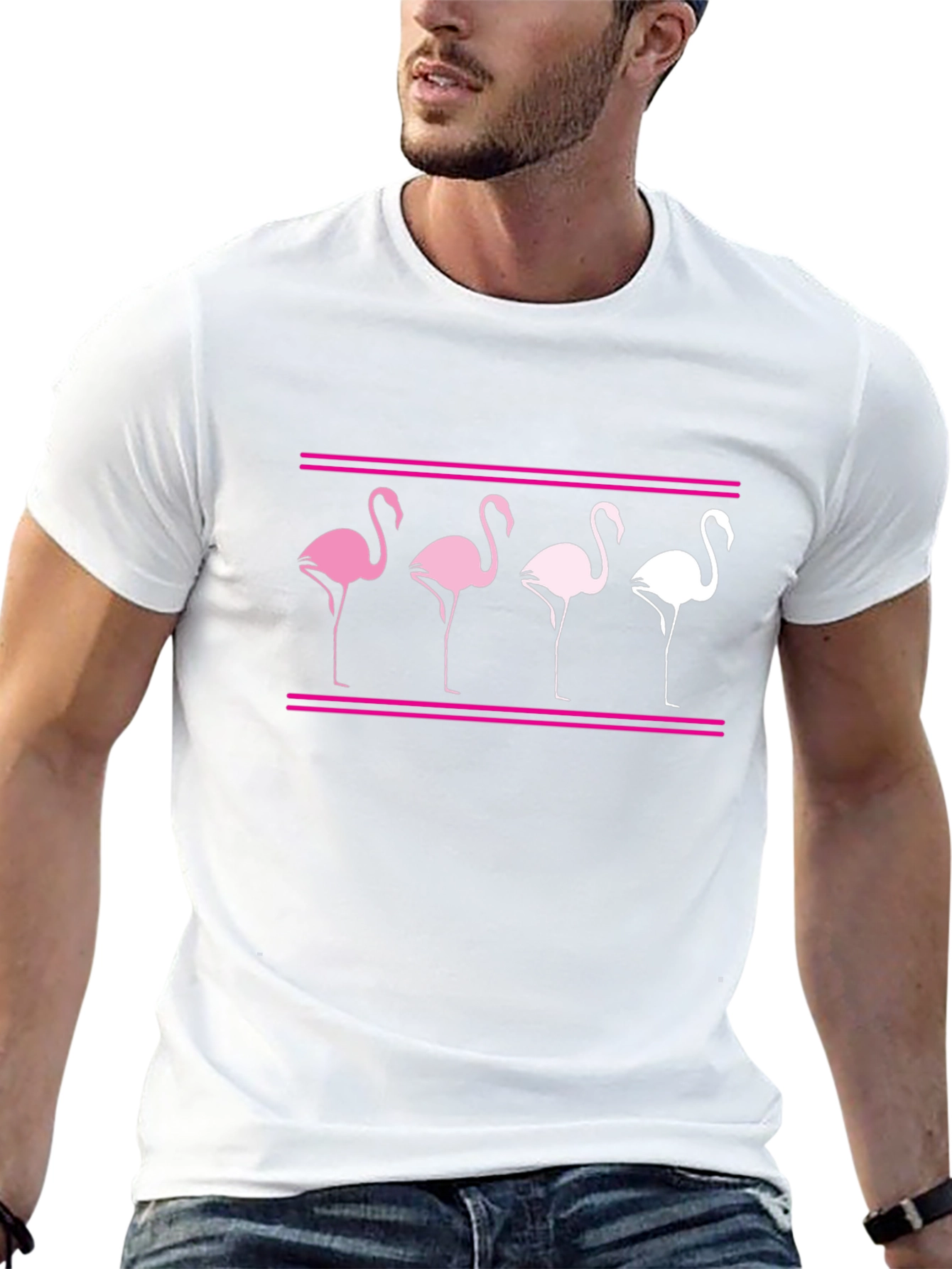 Flamingo Graphic Tee - Black Cotton Casual Shirt