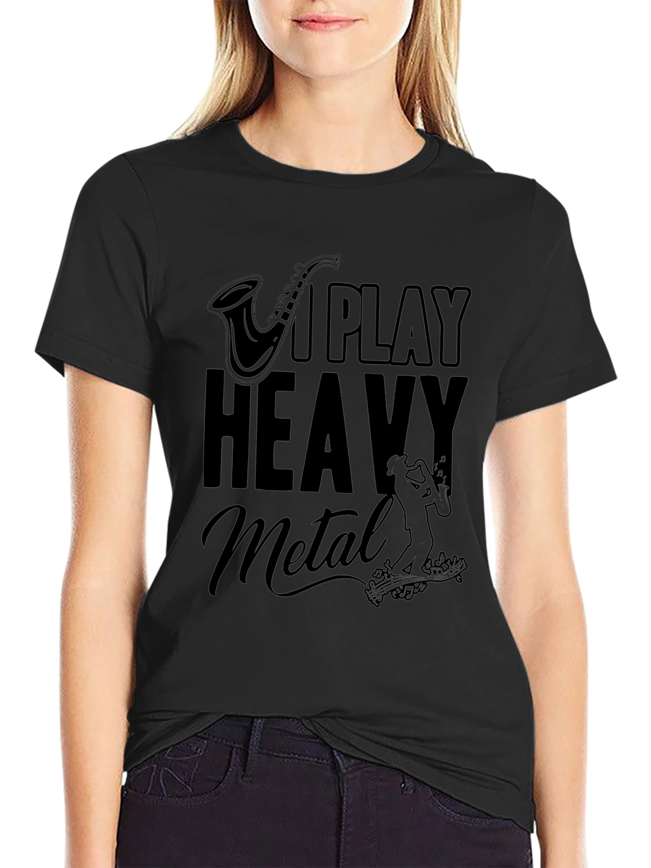 I Play Heavy Metal Saxophone Black T-Shirt