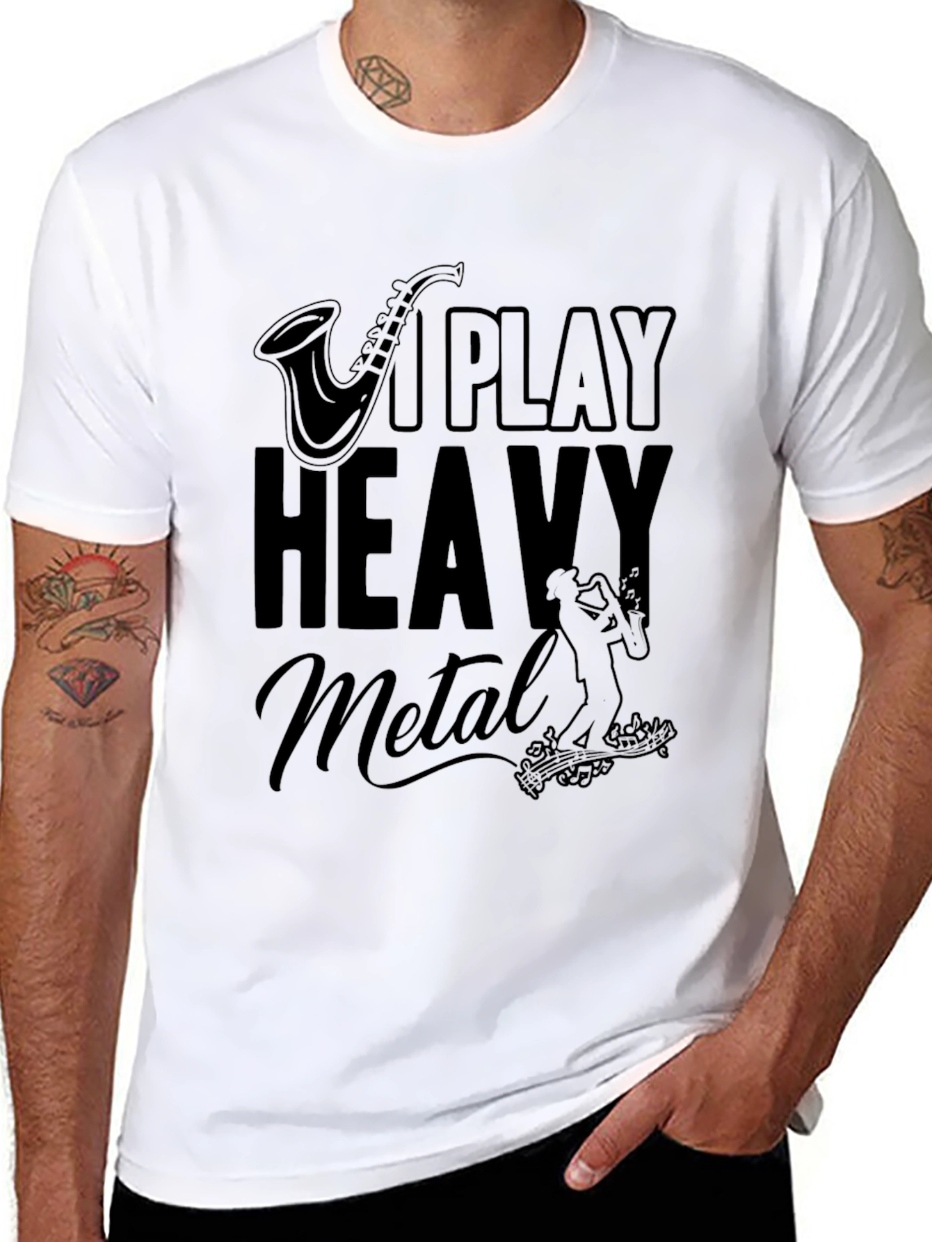 I Play Heavy Metal Saxophone Black T-Shirt