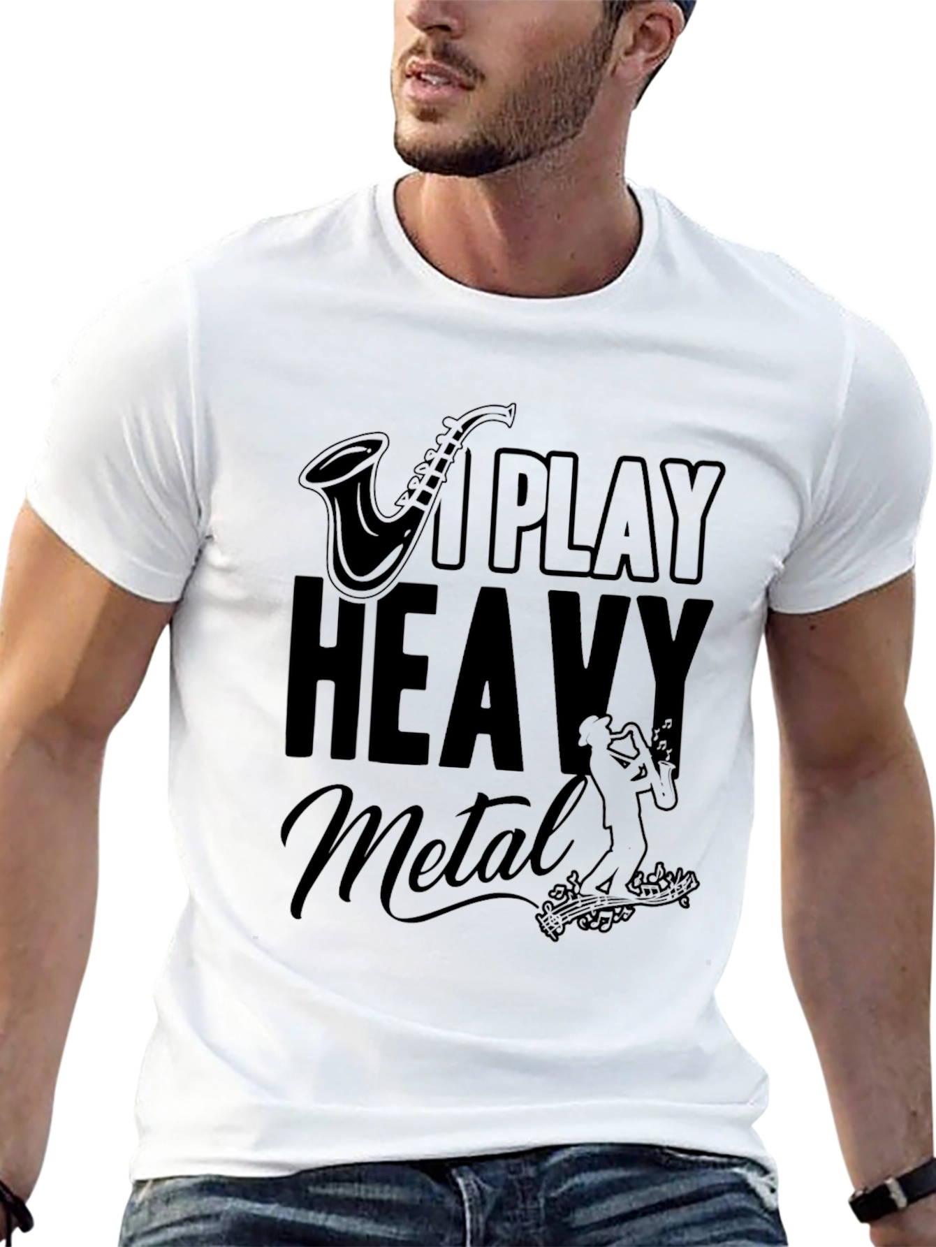 I Play Heavy Metal Saxophone Black T-Shirt