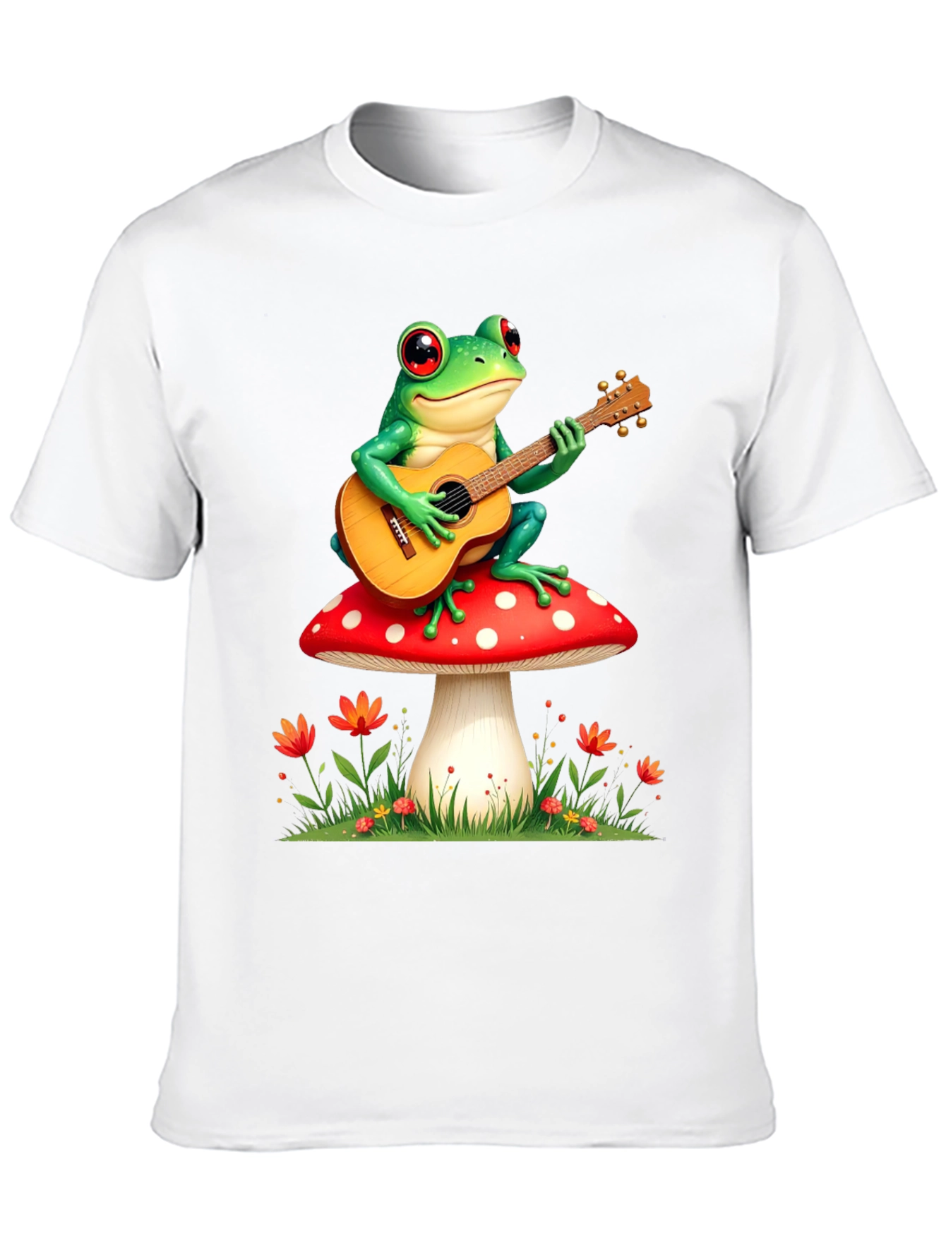 Frog Playing Guitar Mushroom T-Shirt