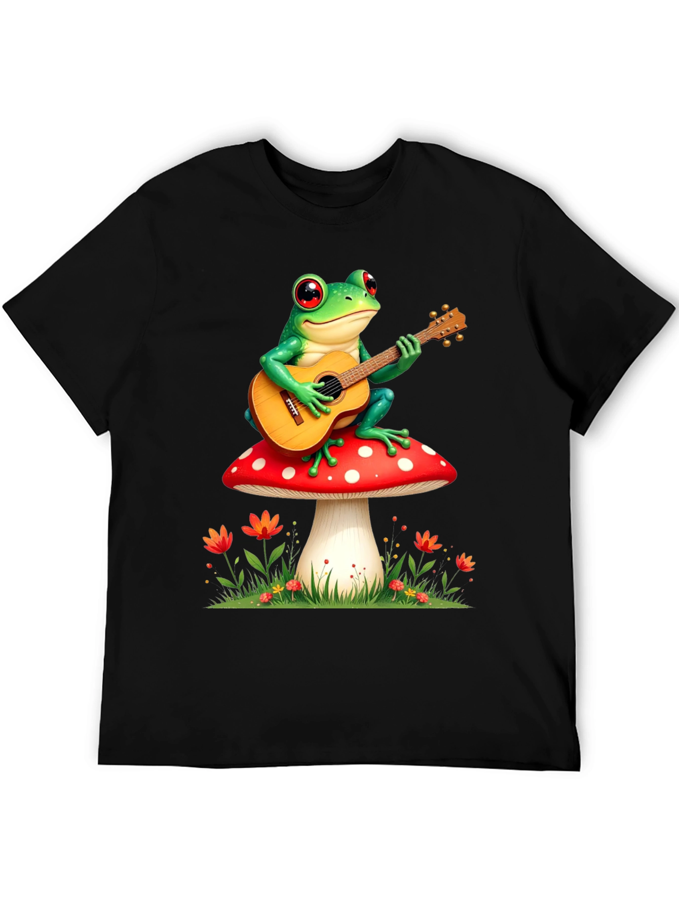 Frog Playing Guitar Mushroom T-Shirt