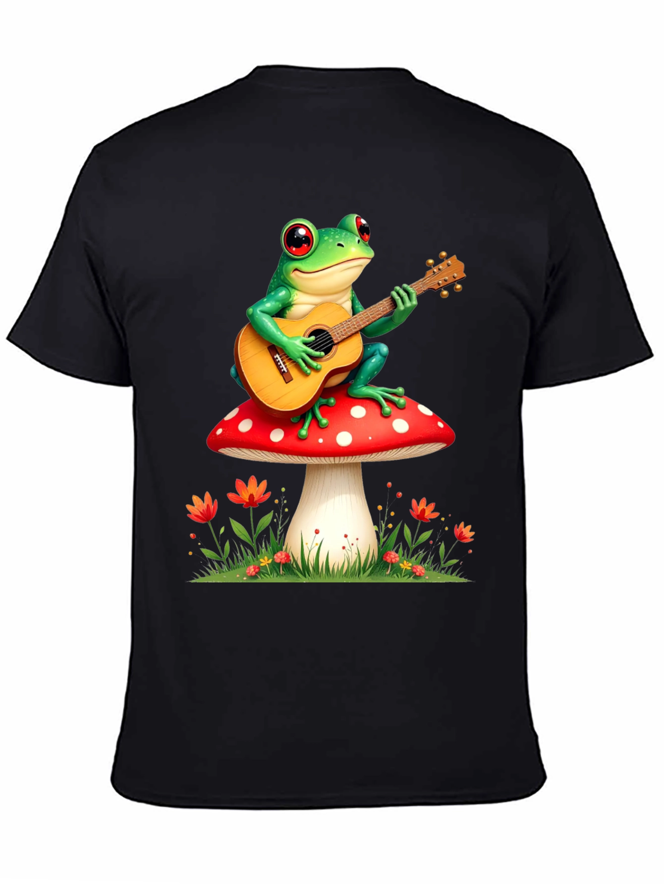 Frog Playing Guitar Mushroom T-Shirt