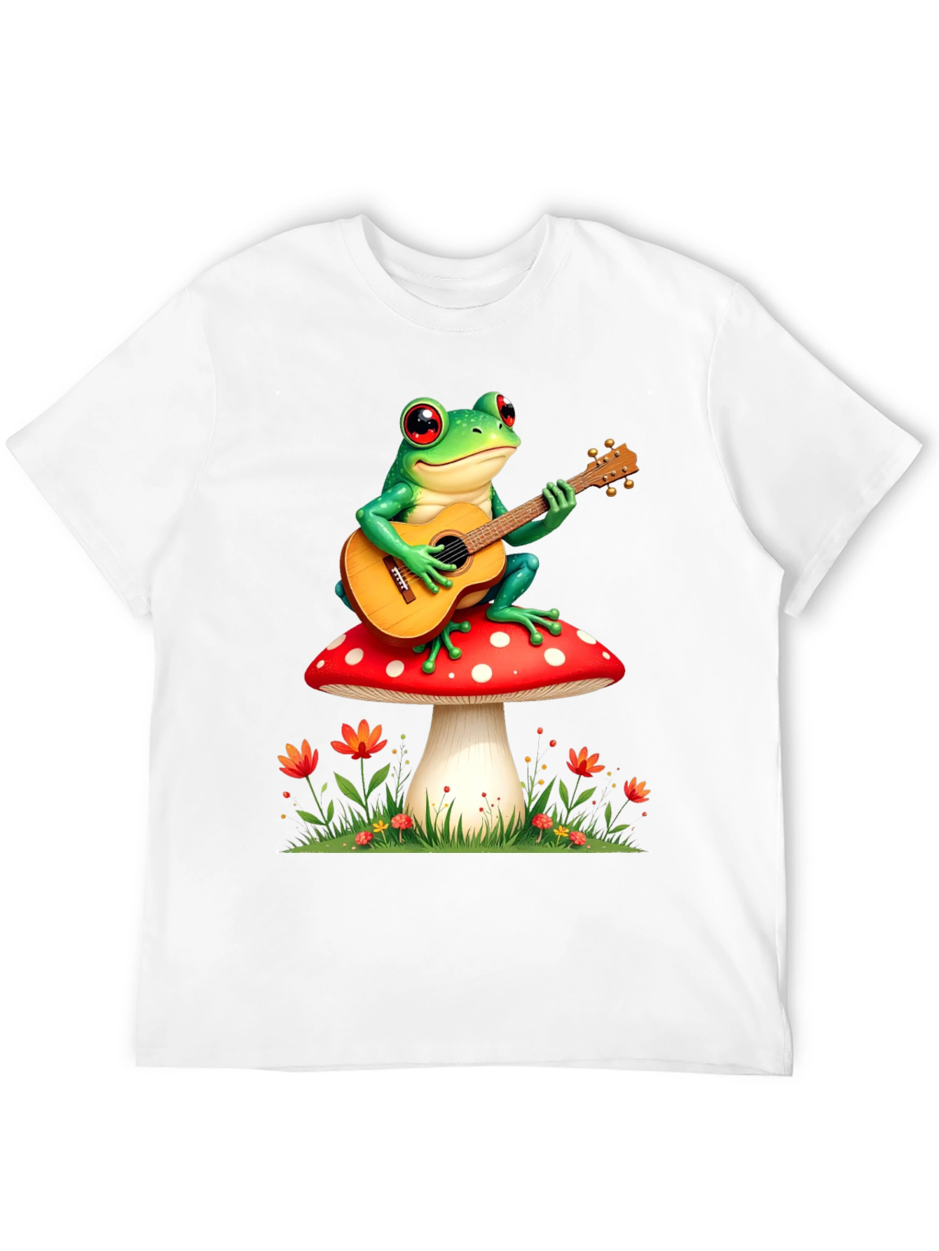 Frog Playing Guitar Mushroom T-Shirt