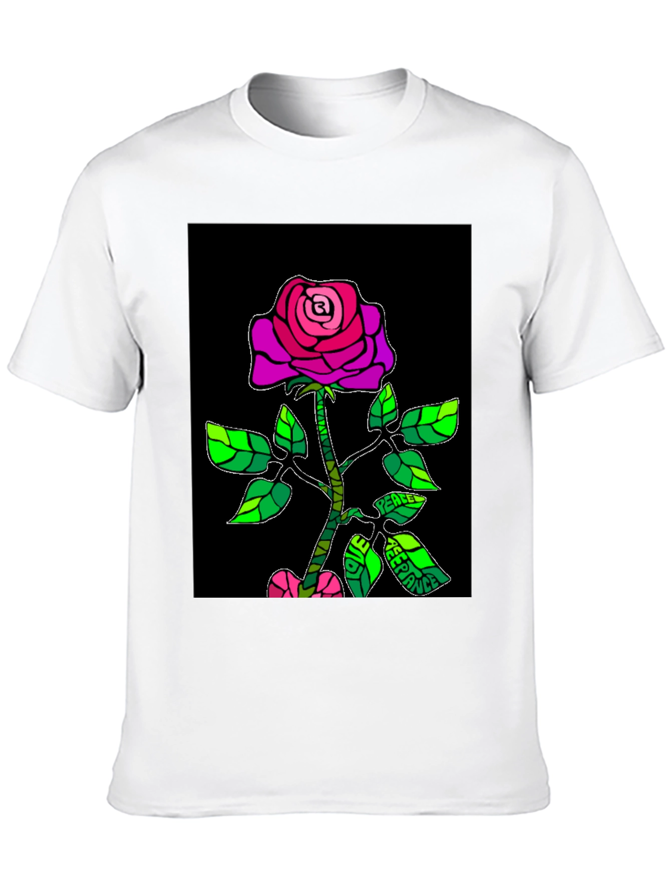 Peace Rose Graphic T-Shirt - Black Cotton Blend
