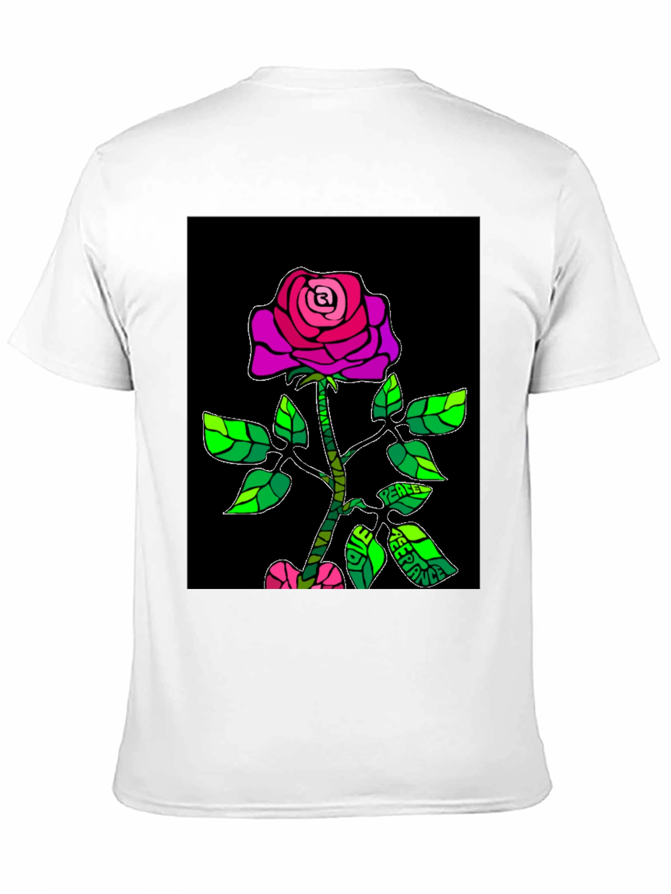 Peace Rose Graphic T-Shirt - Black Cotton Blend