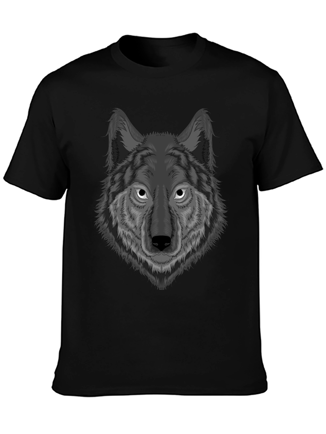 Wolf Graphic Print T-Shirt - Mens Black Tee
