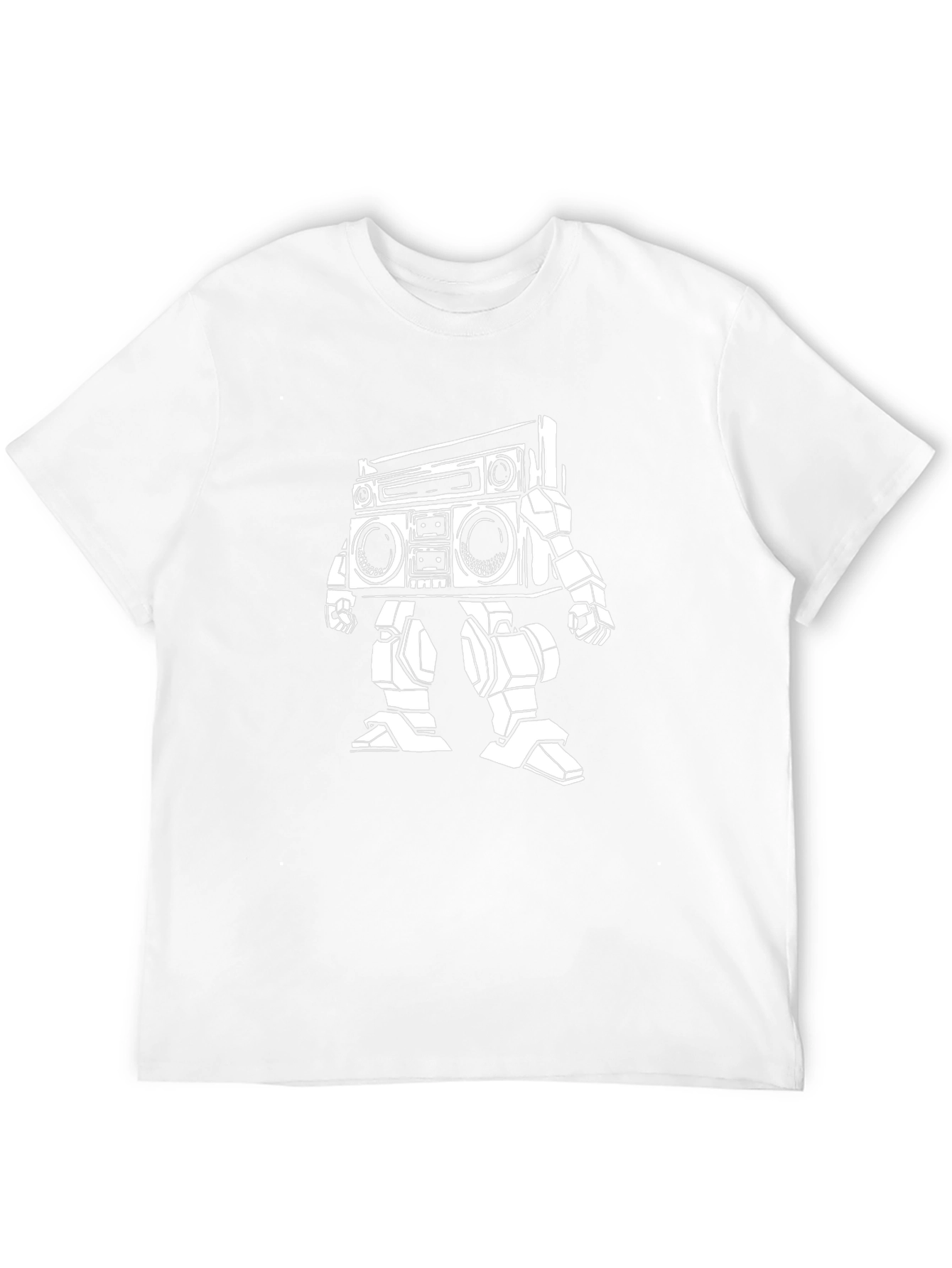 Retro Robot Boombox T-Shirt - Black Cotton Tee