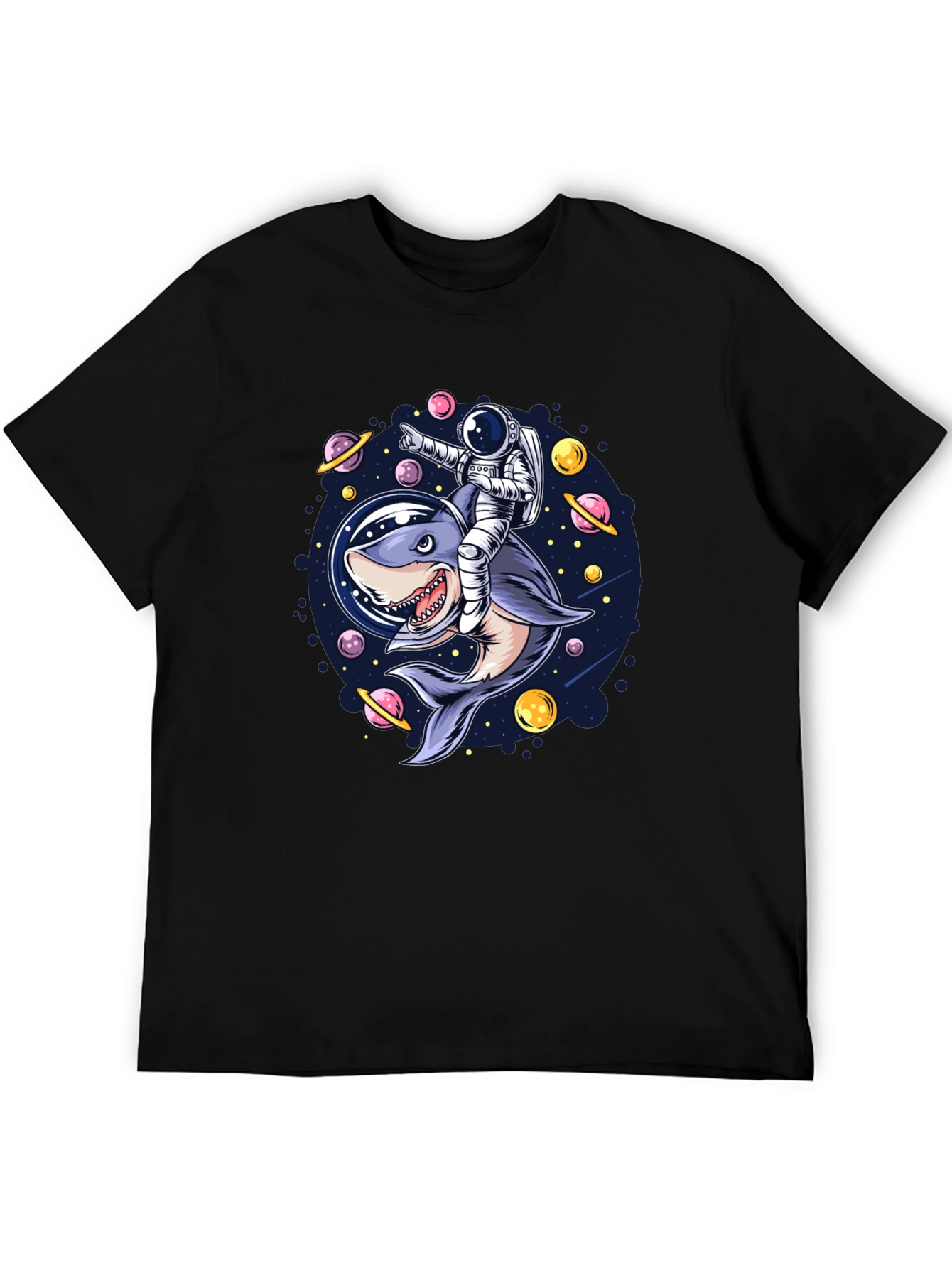 Astronaut Shark Rider Graphic Tee