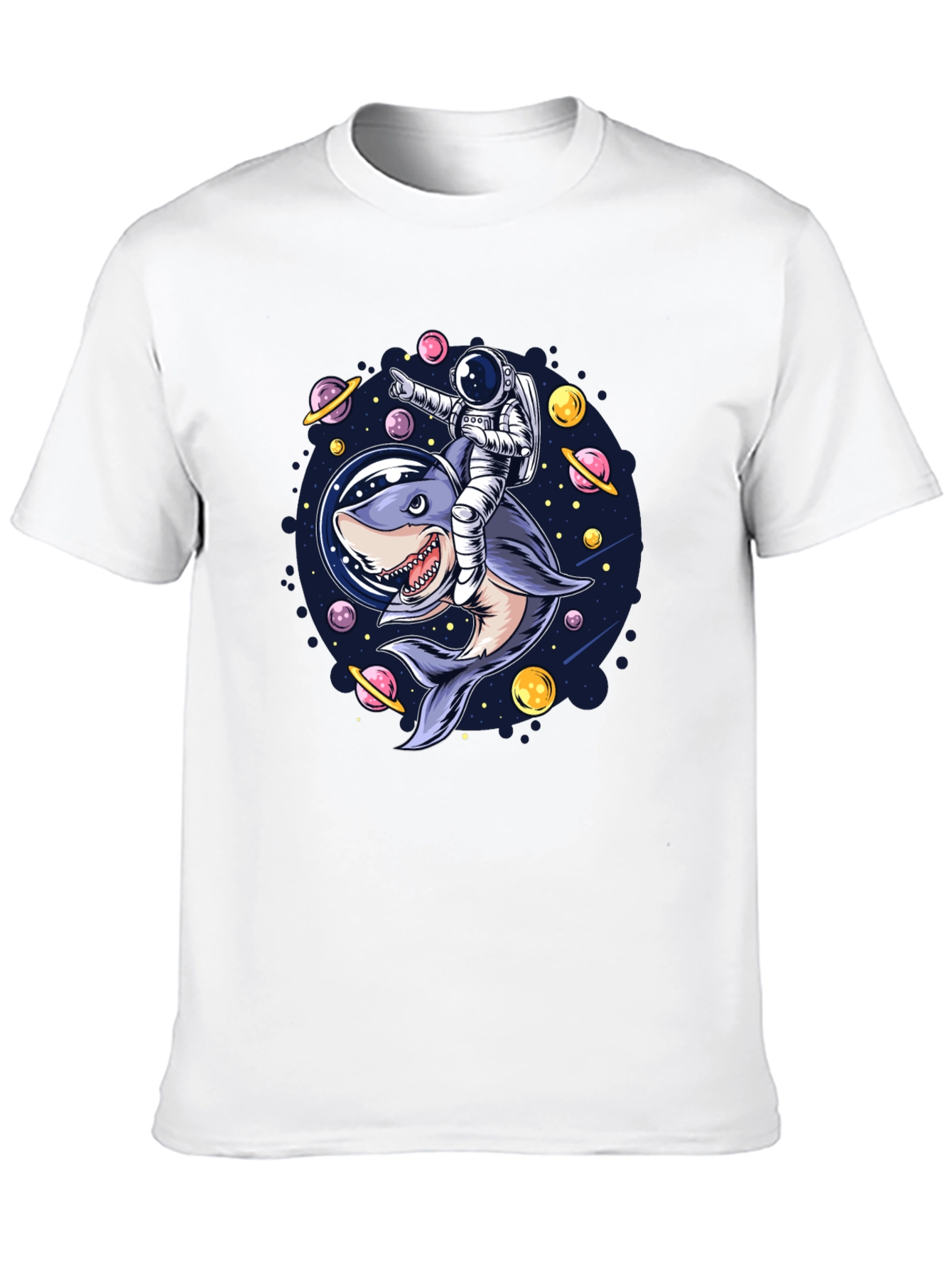Astronaut Shark Rider Graphic Tee