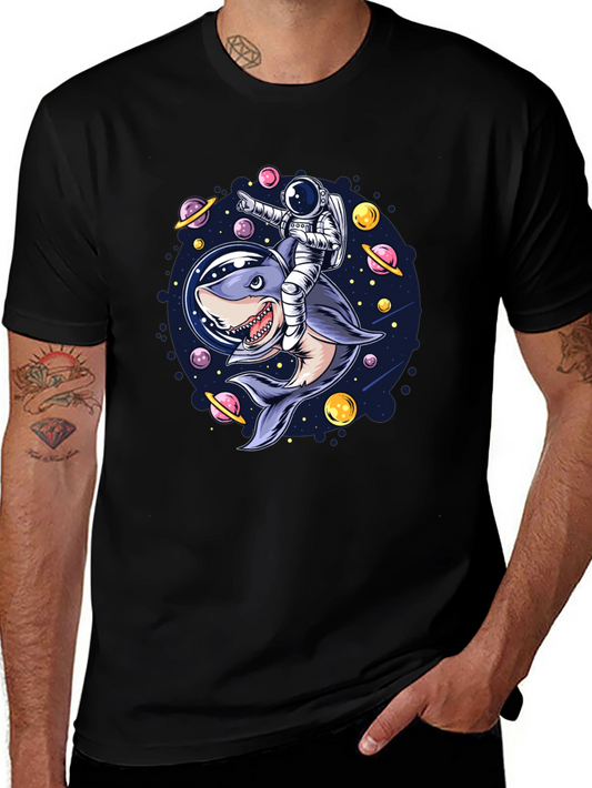 Astronaut Shark Rider Graphic Tee