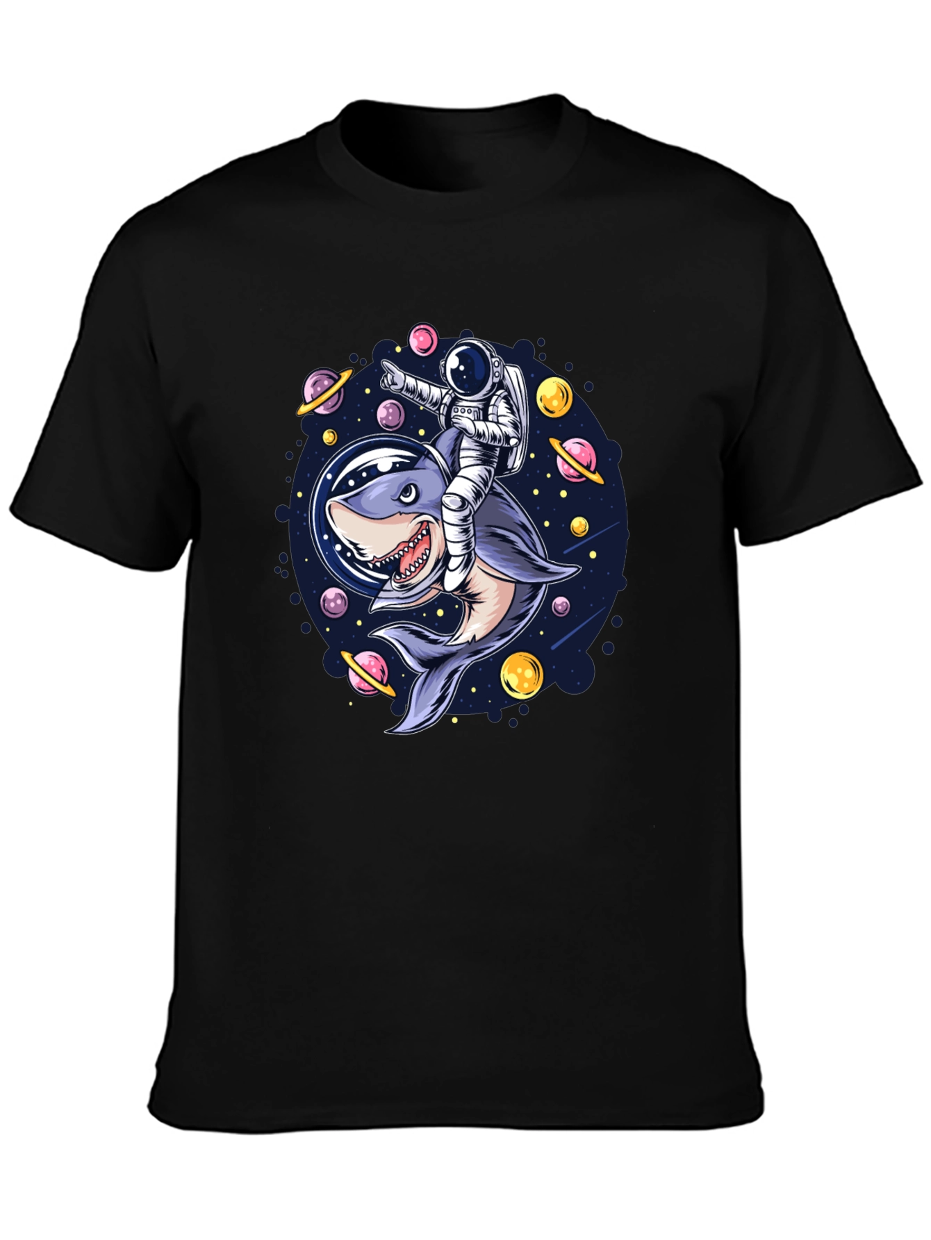 Astronaut Shark Rider Graphic Tee