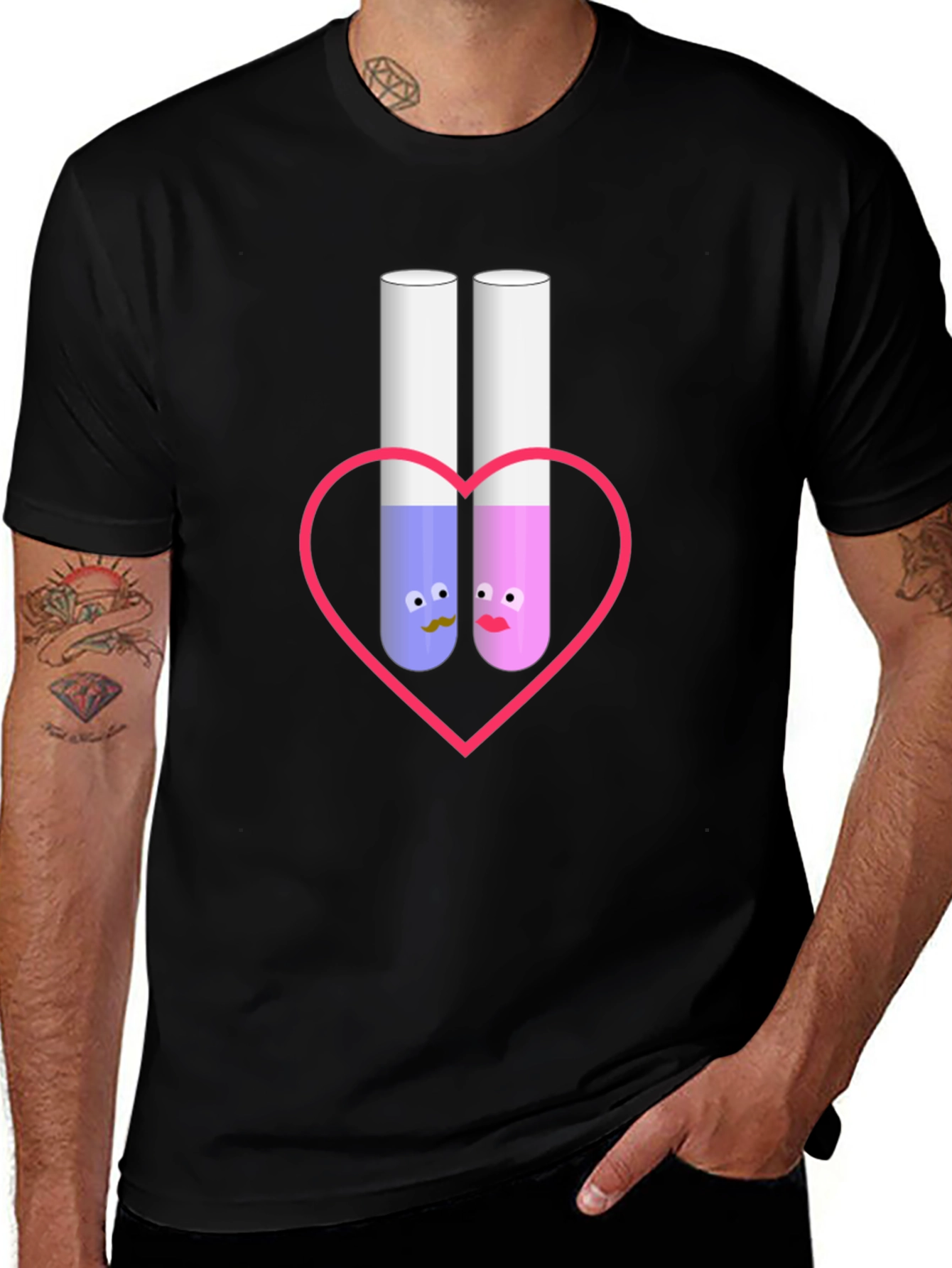 Science Love T-Shirt: Cute Chemistry Test Tubes
