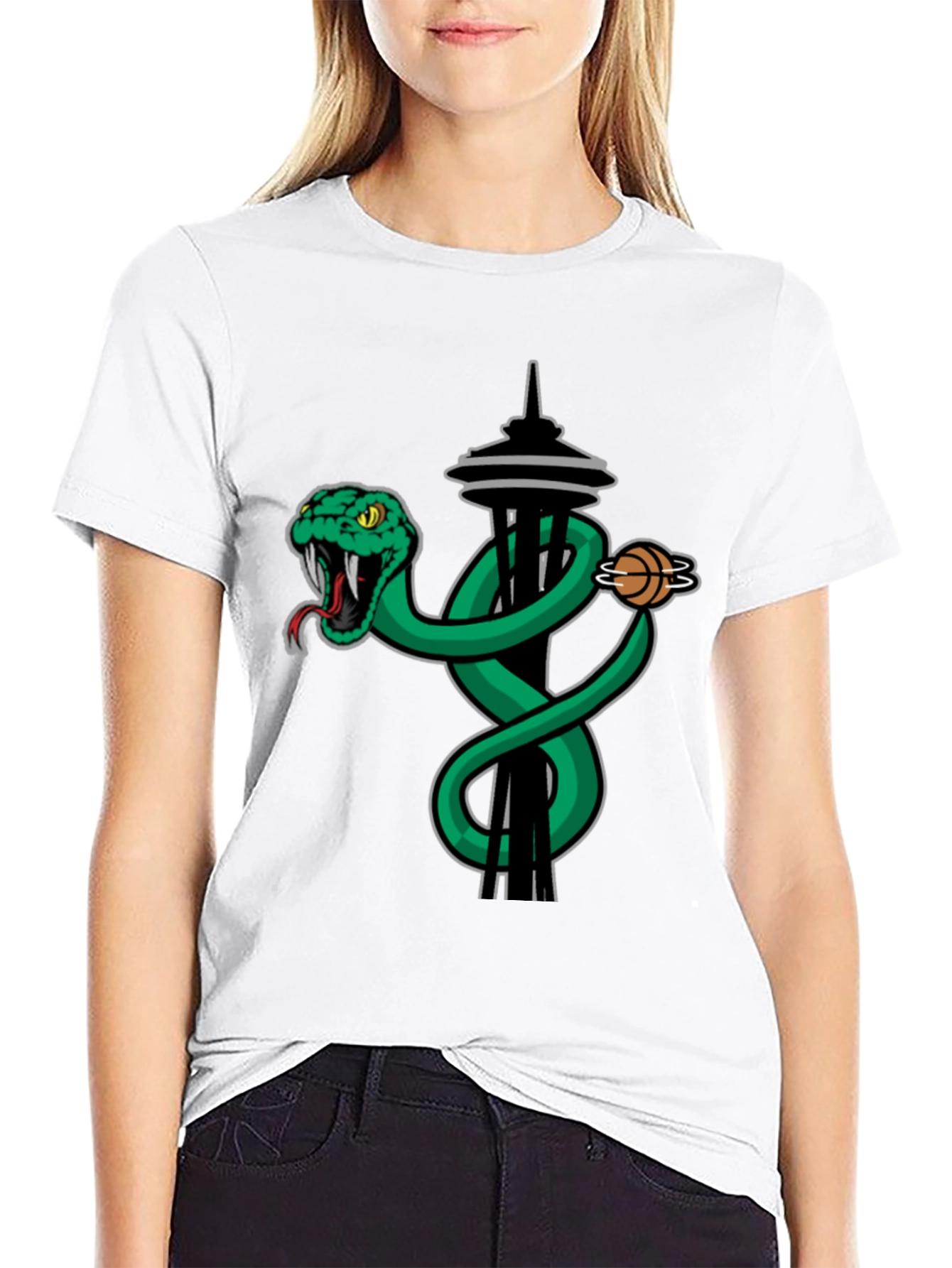 Space Needle Snake Basketball Graphic Tee
