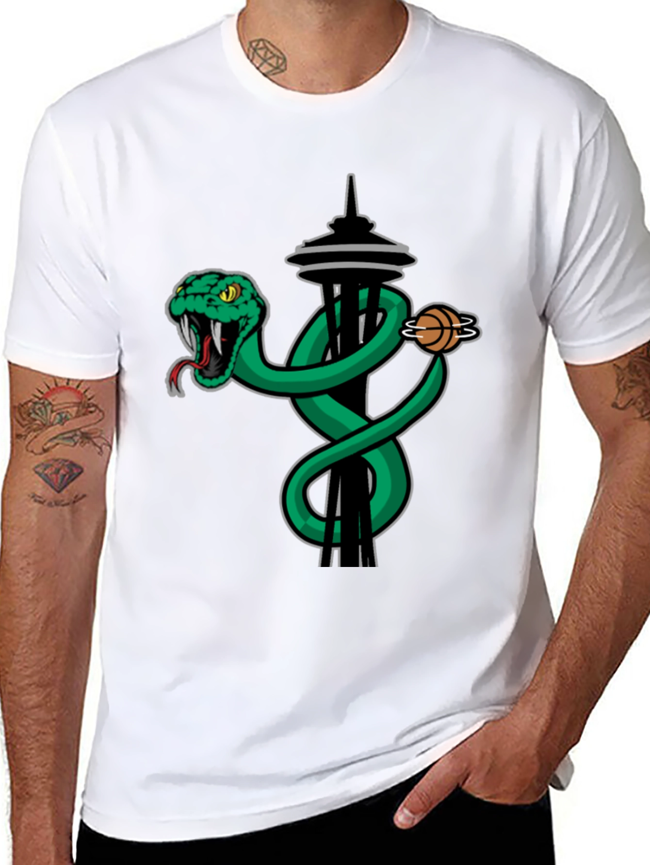 Space Needle Snake Basketball Graphic Tee