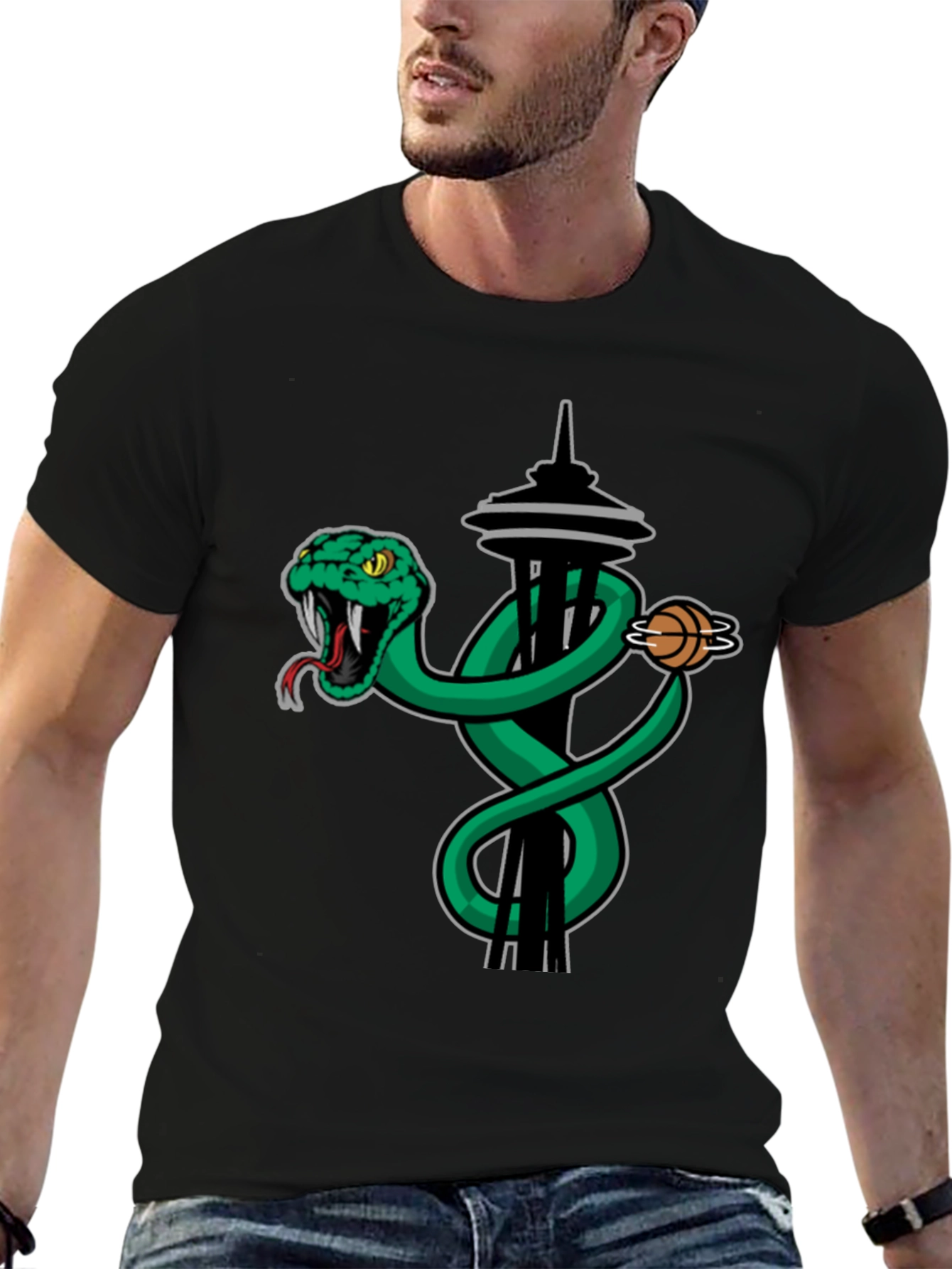 Space Needle Snake Basketball Graphic Tee