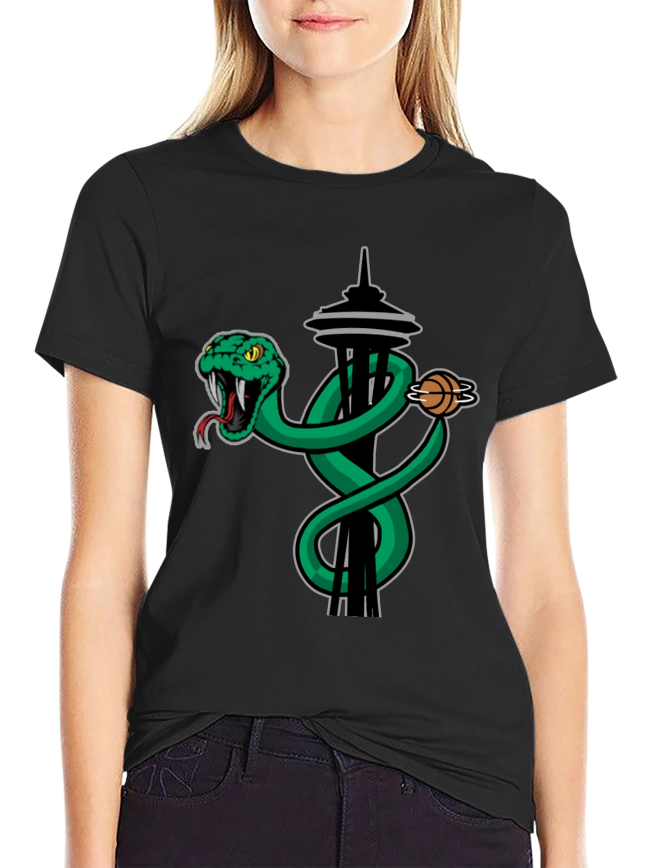 Space Needle Snake Basketball Graphic Tee