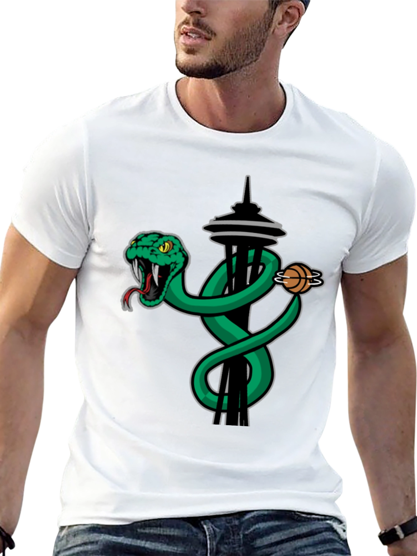 Space Needle Snake Basketball Graphic Tee