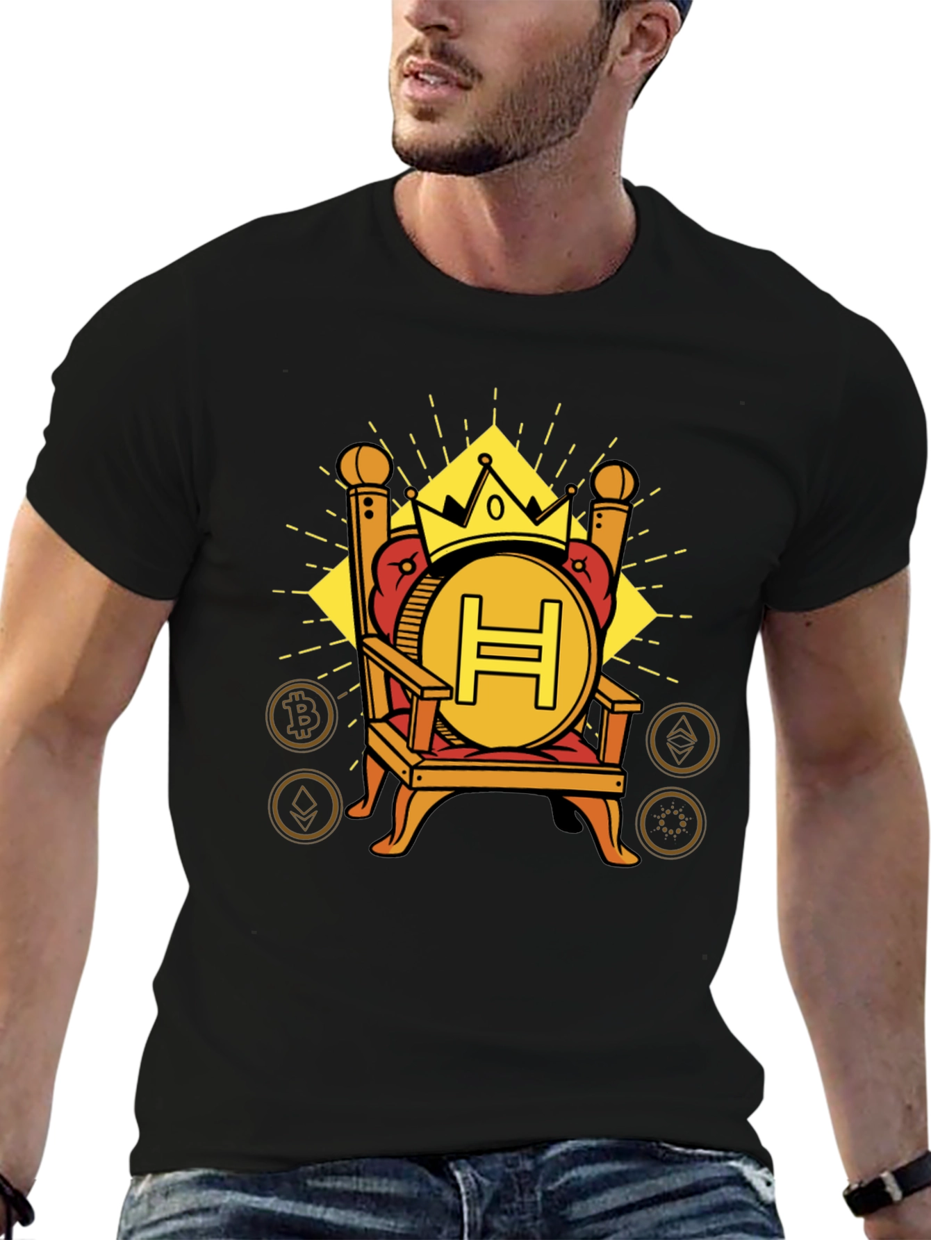 Crypto King T-Shirt - H Coin Throne Design