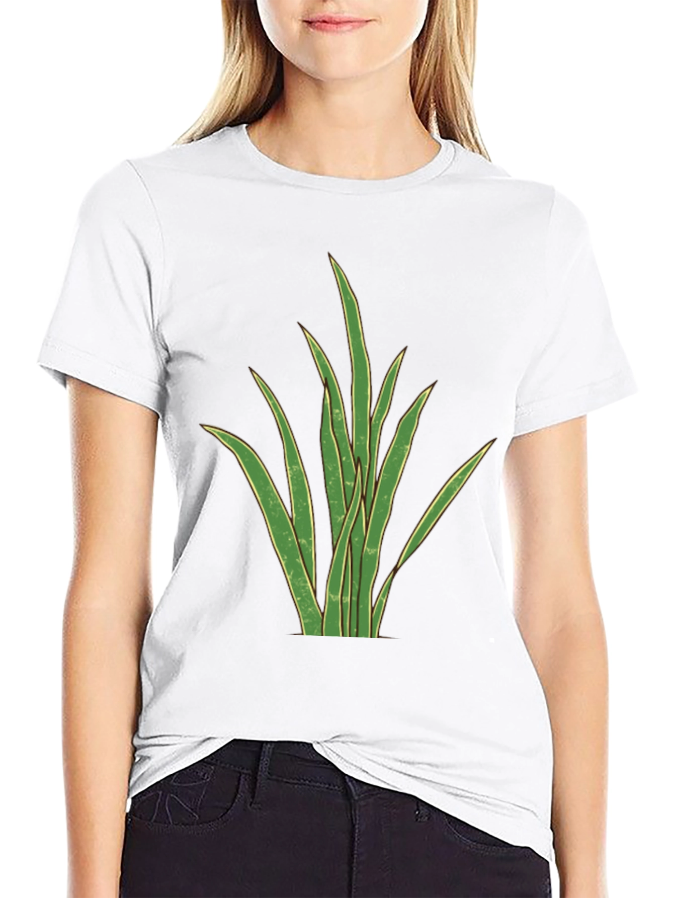 Mens Black T-Shirt with Graphic Plant Design