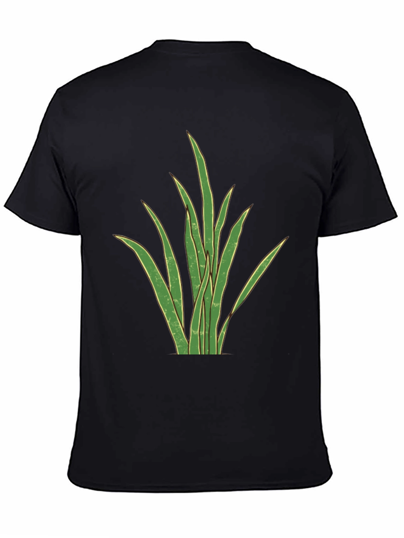 Mens Black T-Shirt with Graphic Plant Design