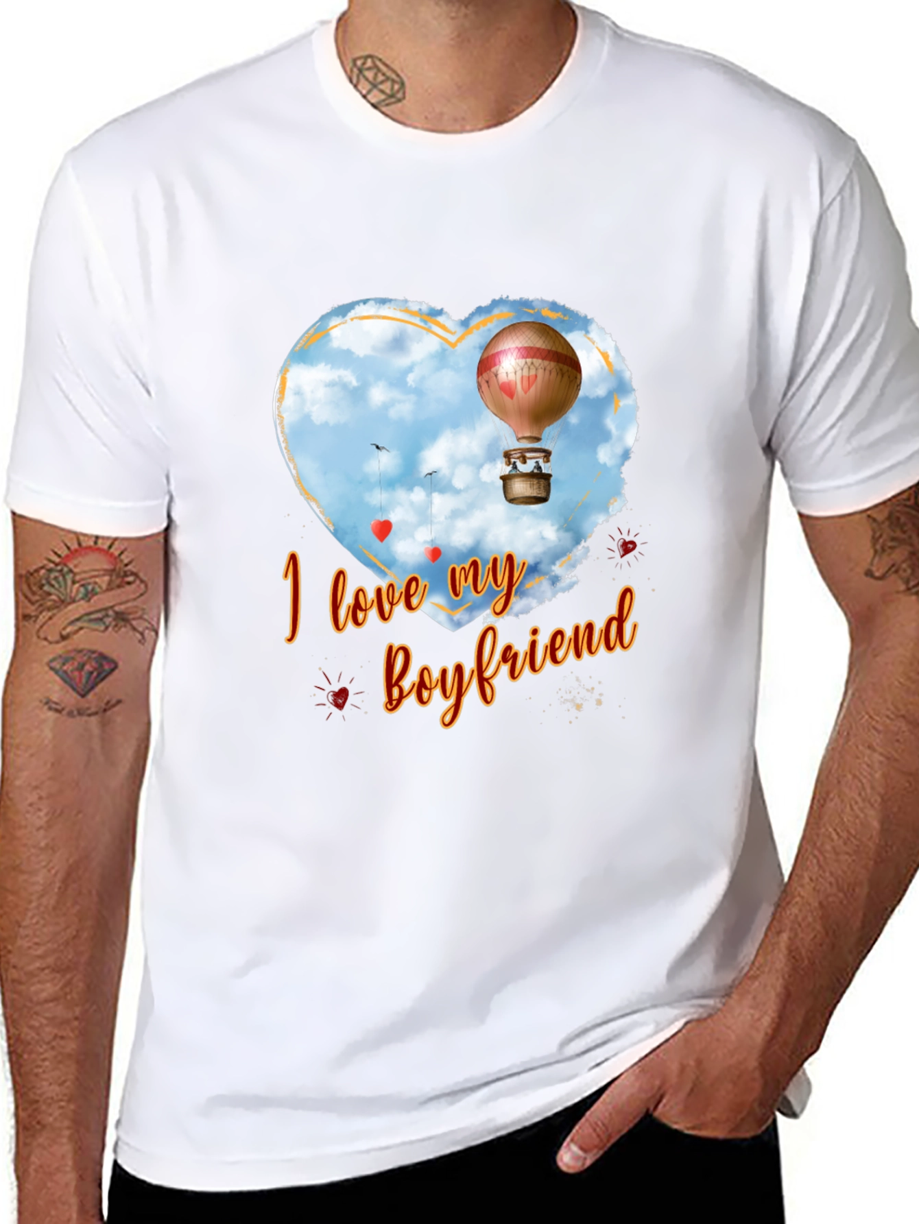 I Love My Boyfriend Hot Air Balloon Heart T-Shirt