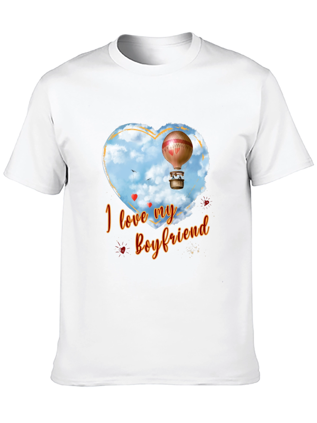 I Love My Boyfriend Hot Air Balloon Heart T-Shirt