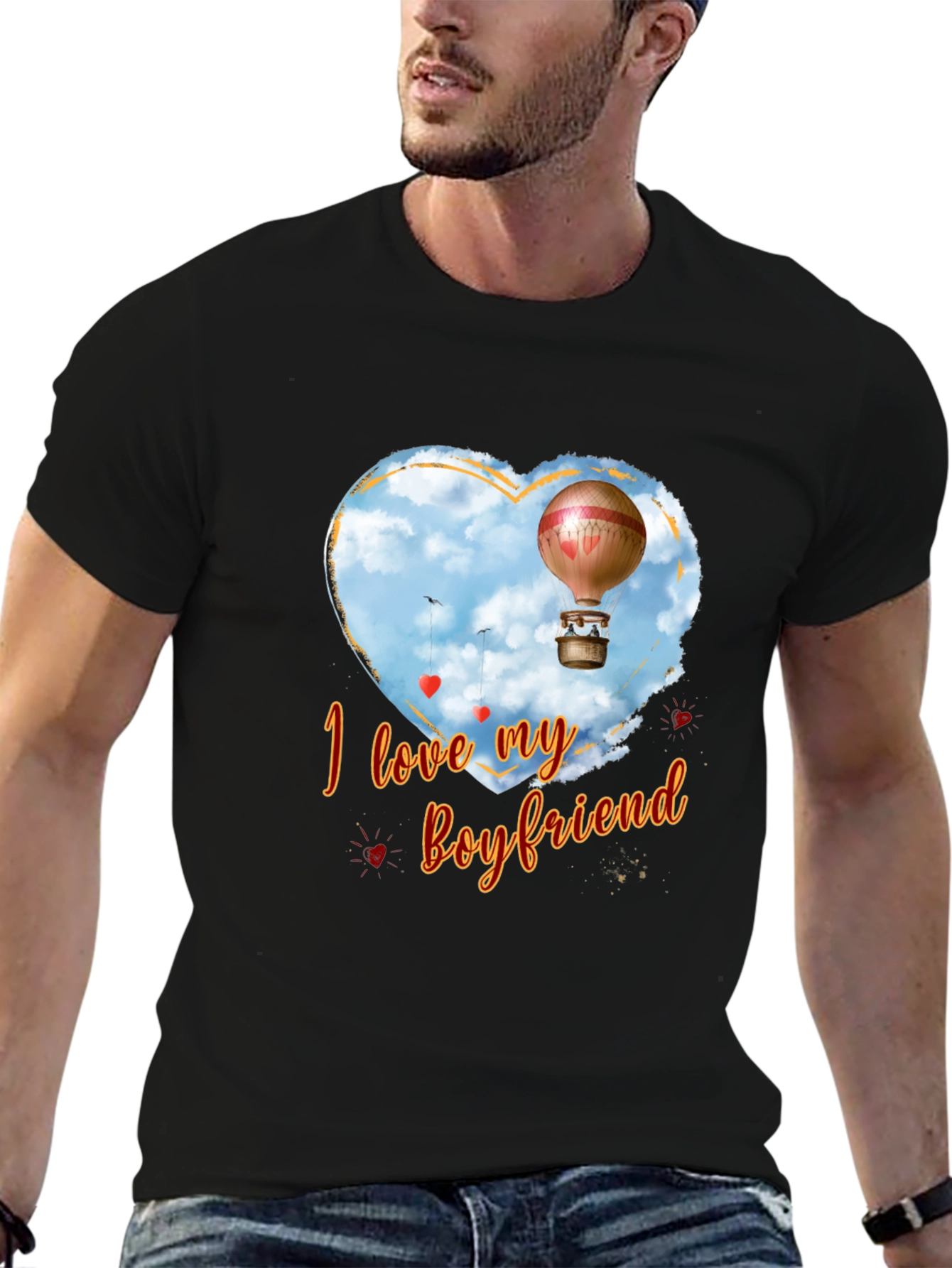 I Love My Boyfriend Hot Air Balloon Heart T-Shirt