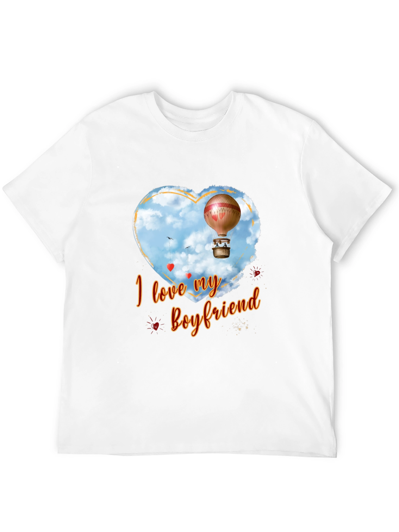 I Love My Boyfriend Hot Air Balloon Heart T-Shirt
