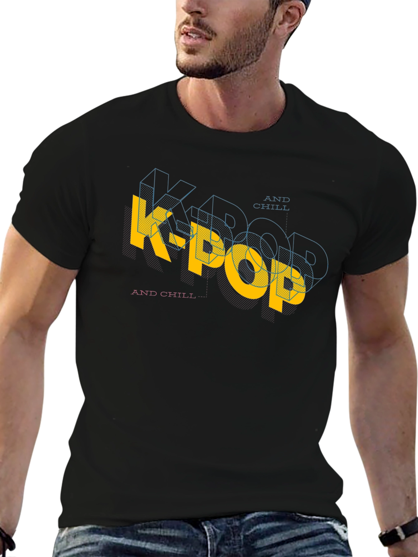 K-Pop and Chill Black Graphic Tee