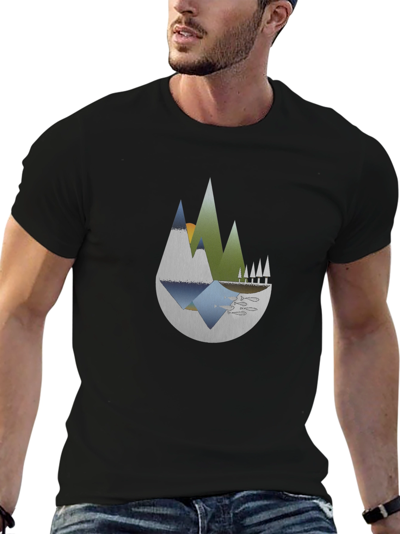 Mountain Graphic Black T-Shirt - Nature Inspired Tee