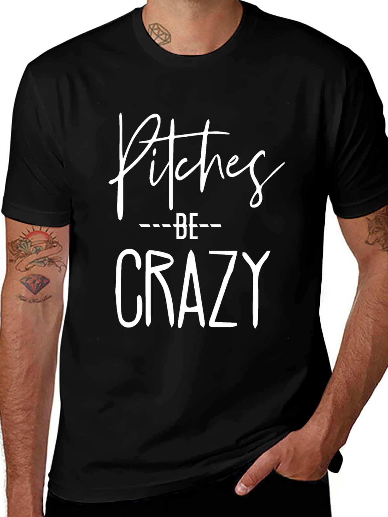 Pitches Be Crazy Black Graphic T-Shirt