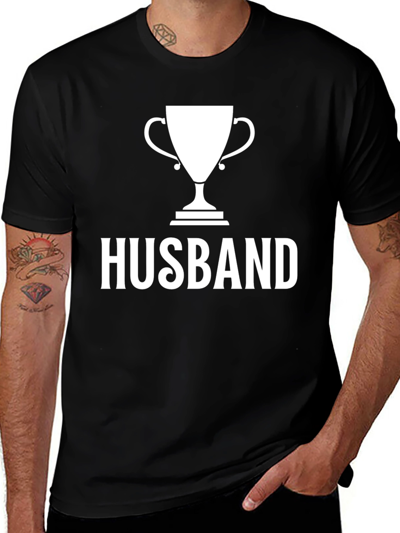 Husband Trophy Graphic T-Shirt - Black