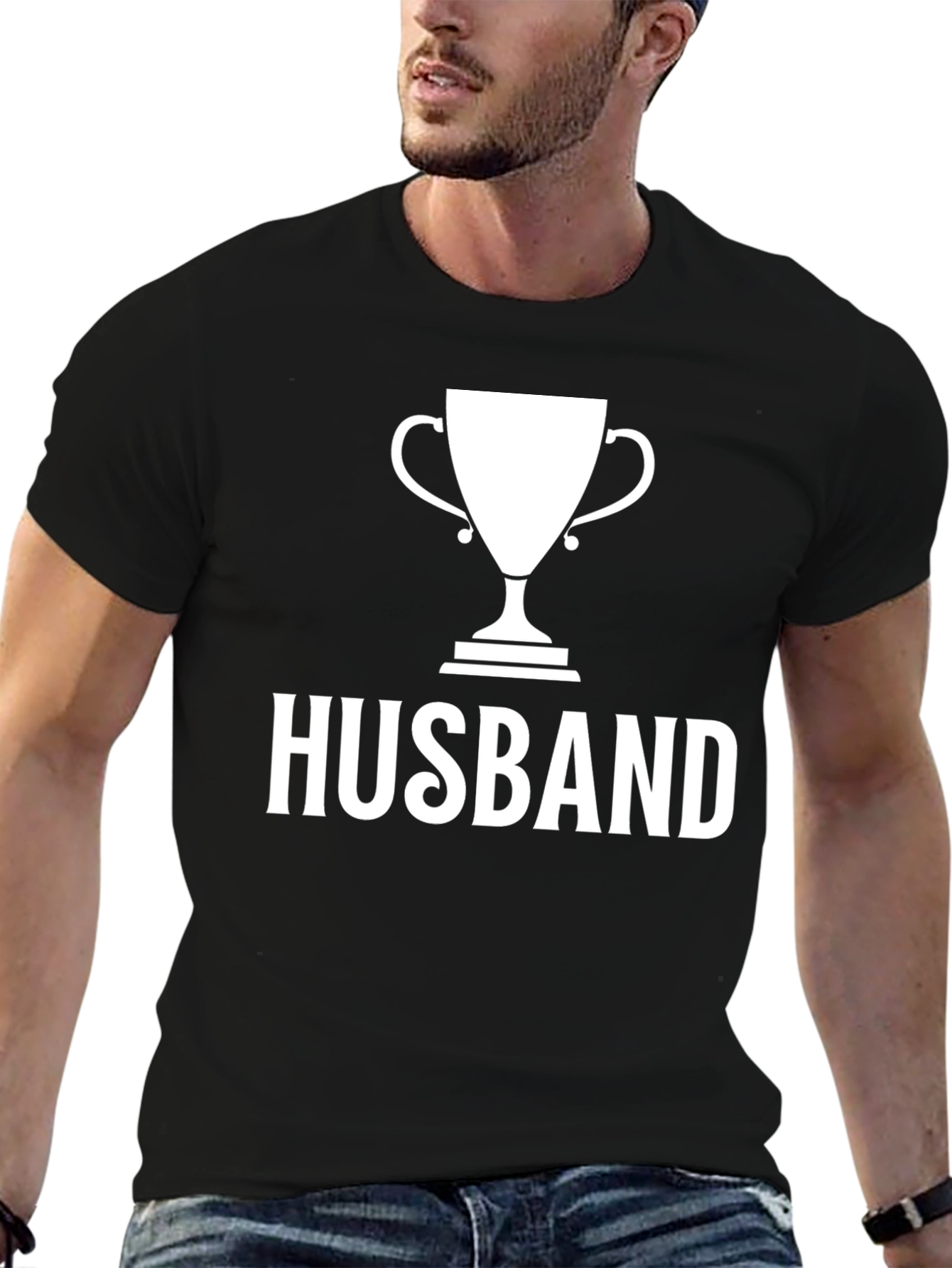 Husband Trophy Graphic T-Shirt - Black
