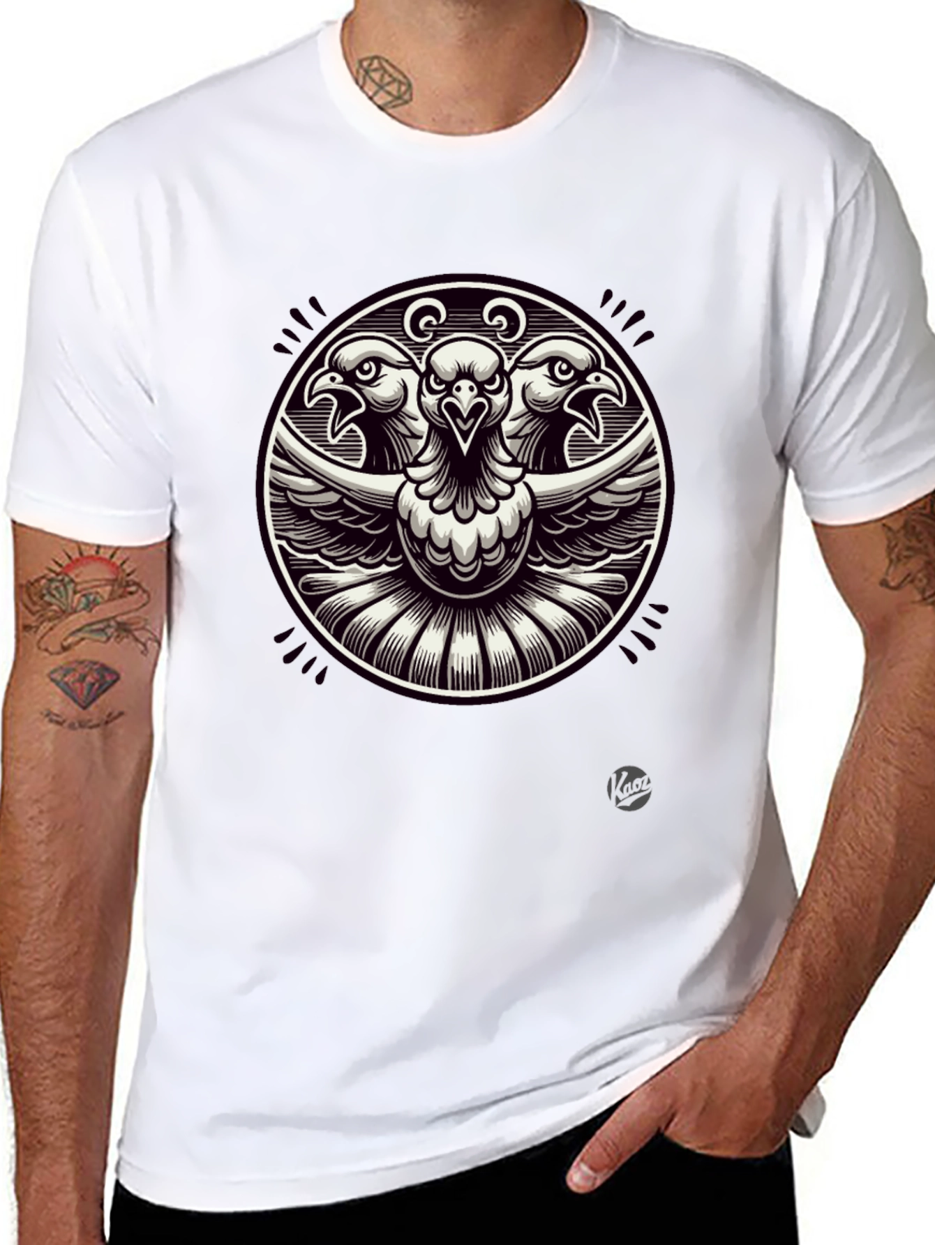 Three-Headed Eagle Graphic Tee - Black