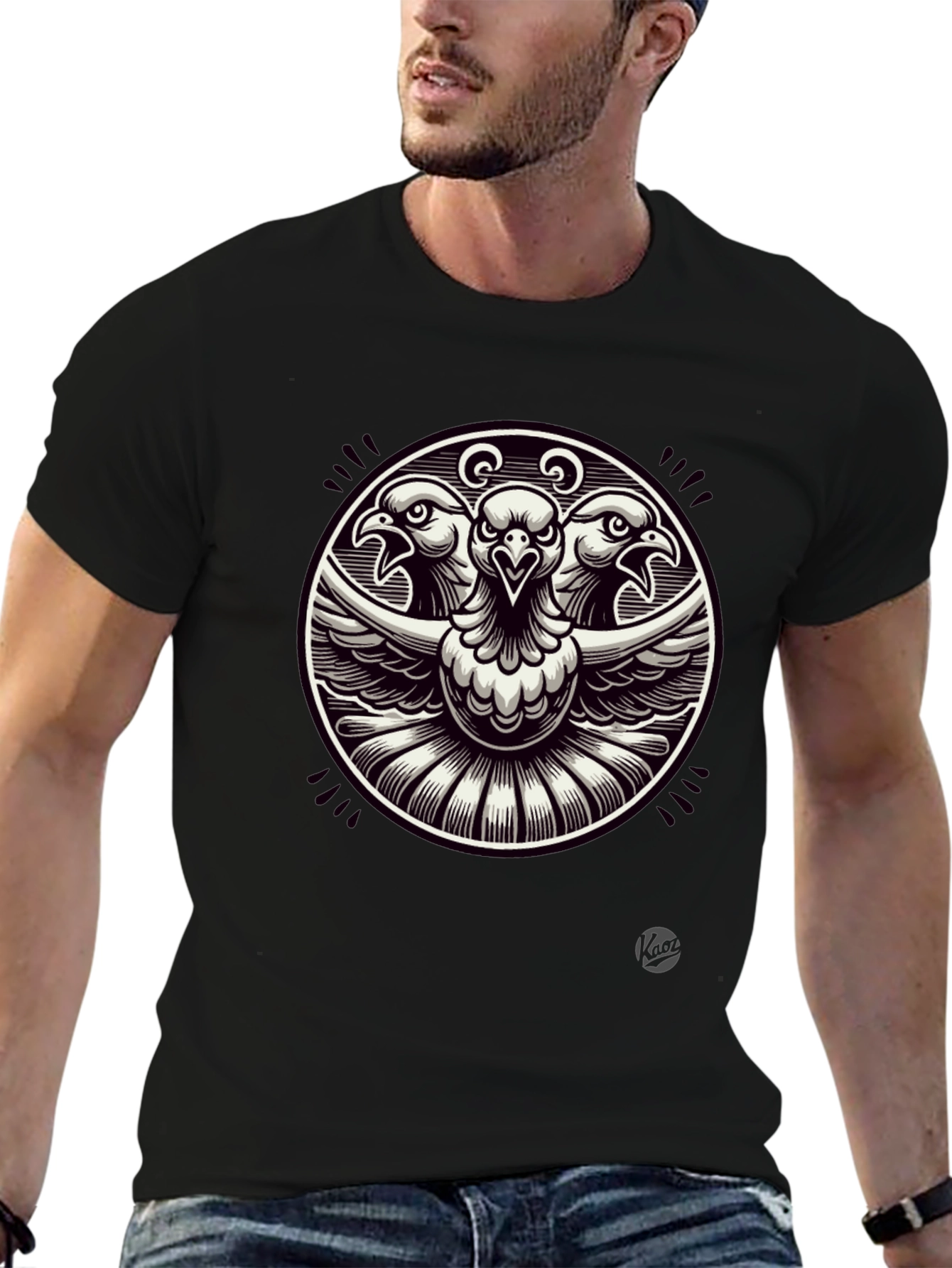 Three-Headed Eagle Graphic Tee - Black