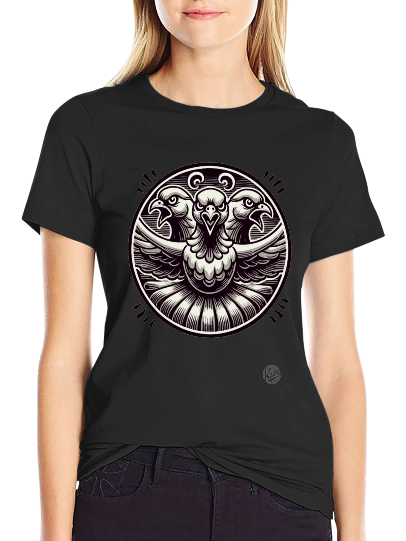 Three-Headed Eagle Graphic Tee - Black