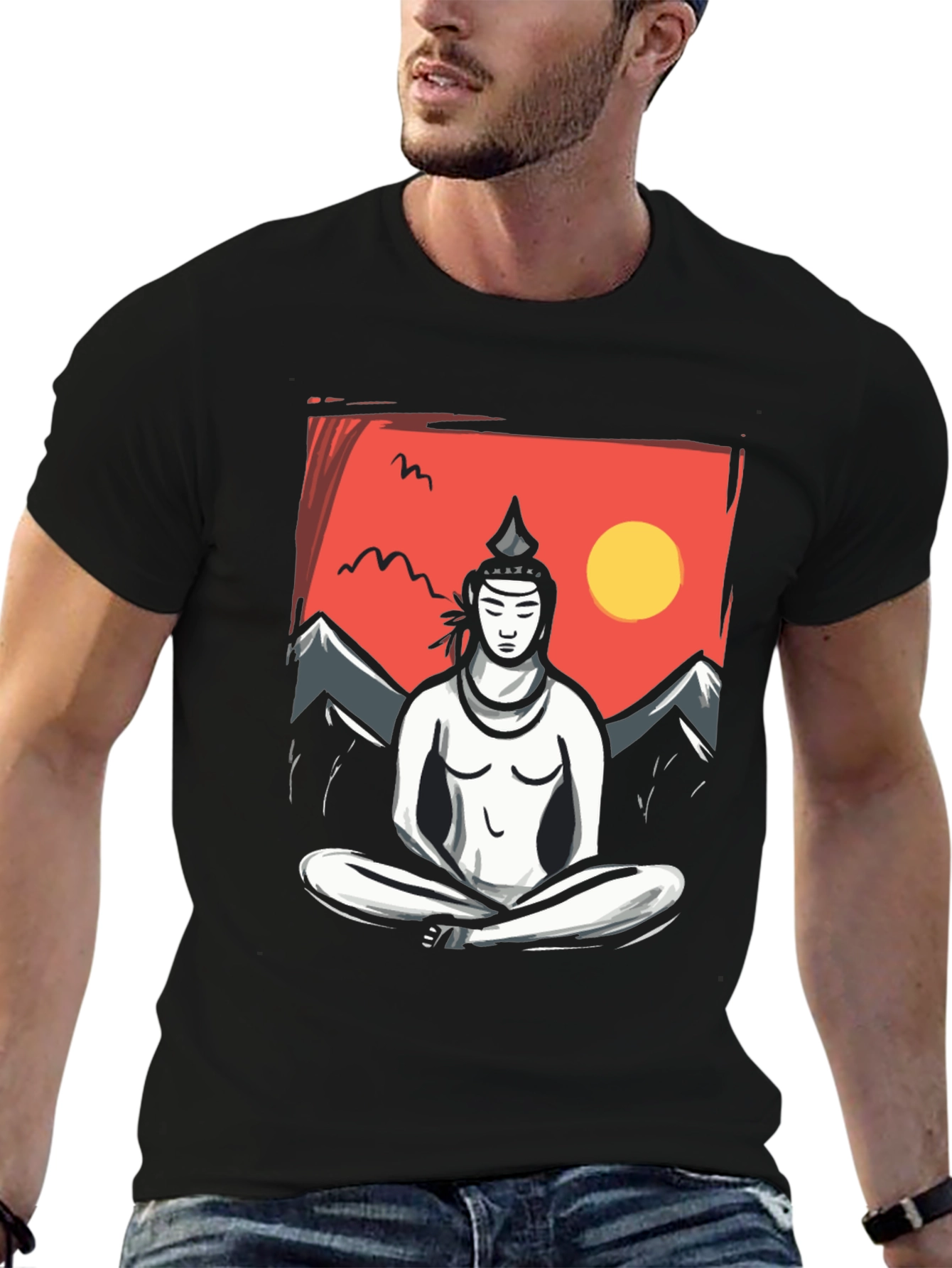 Meditative Zen Buddha Graphic T-Shirt