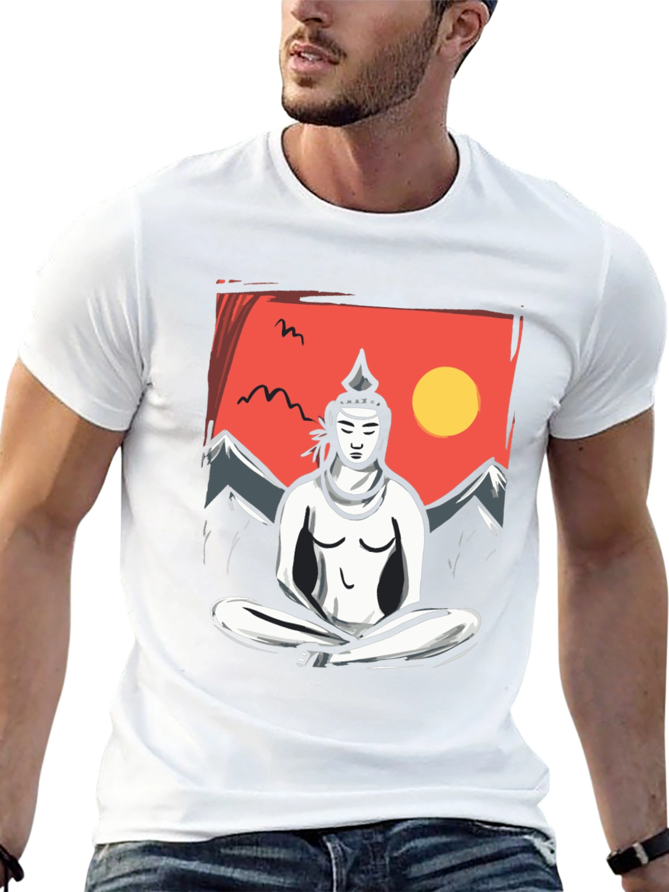 Meditative Zen Buddha Graphic T-Shirt