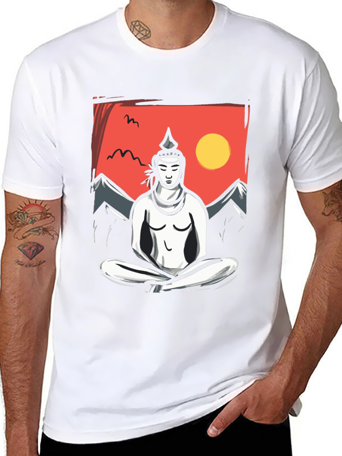 Meditative Zen Buddha Graphic T-Shirt