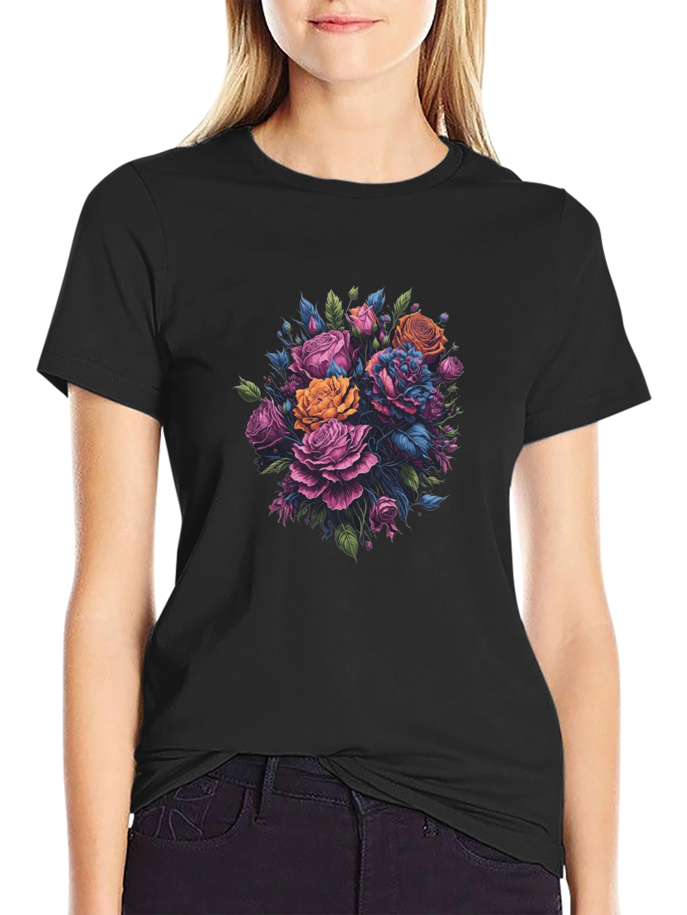 Floral Bouquet Black T-Shirt