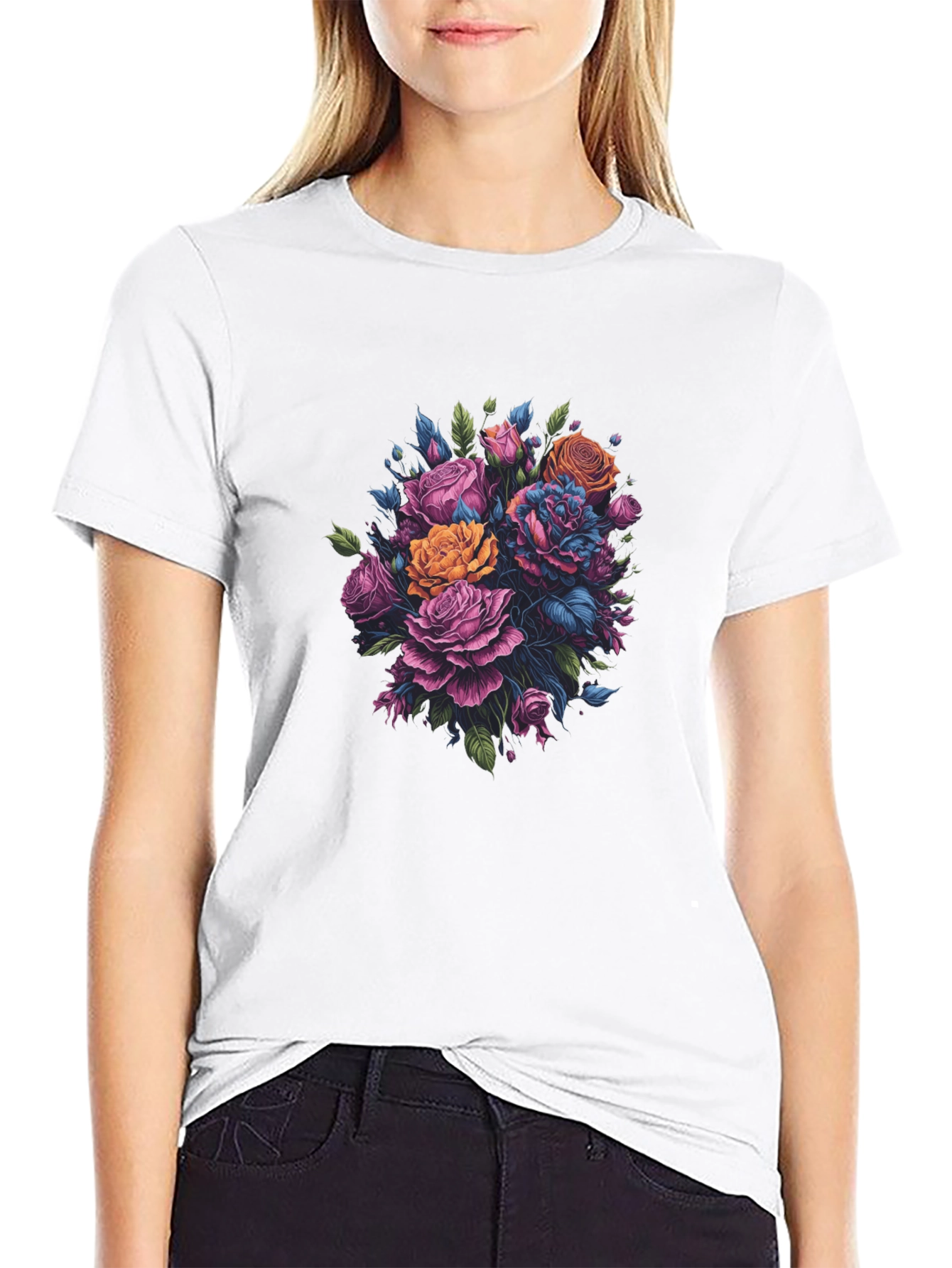 Floral Bouquet Black T-Shirt