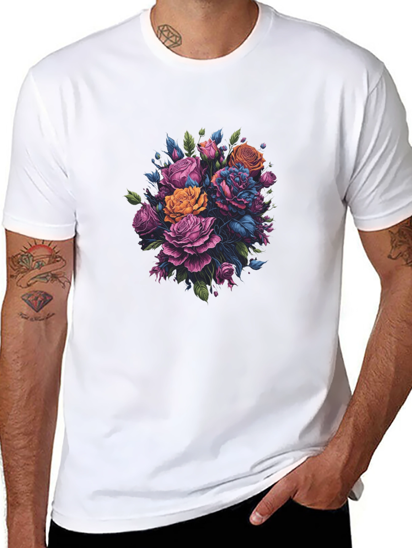 Floral Bouquet Black T-Shirt