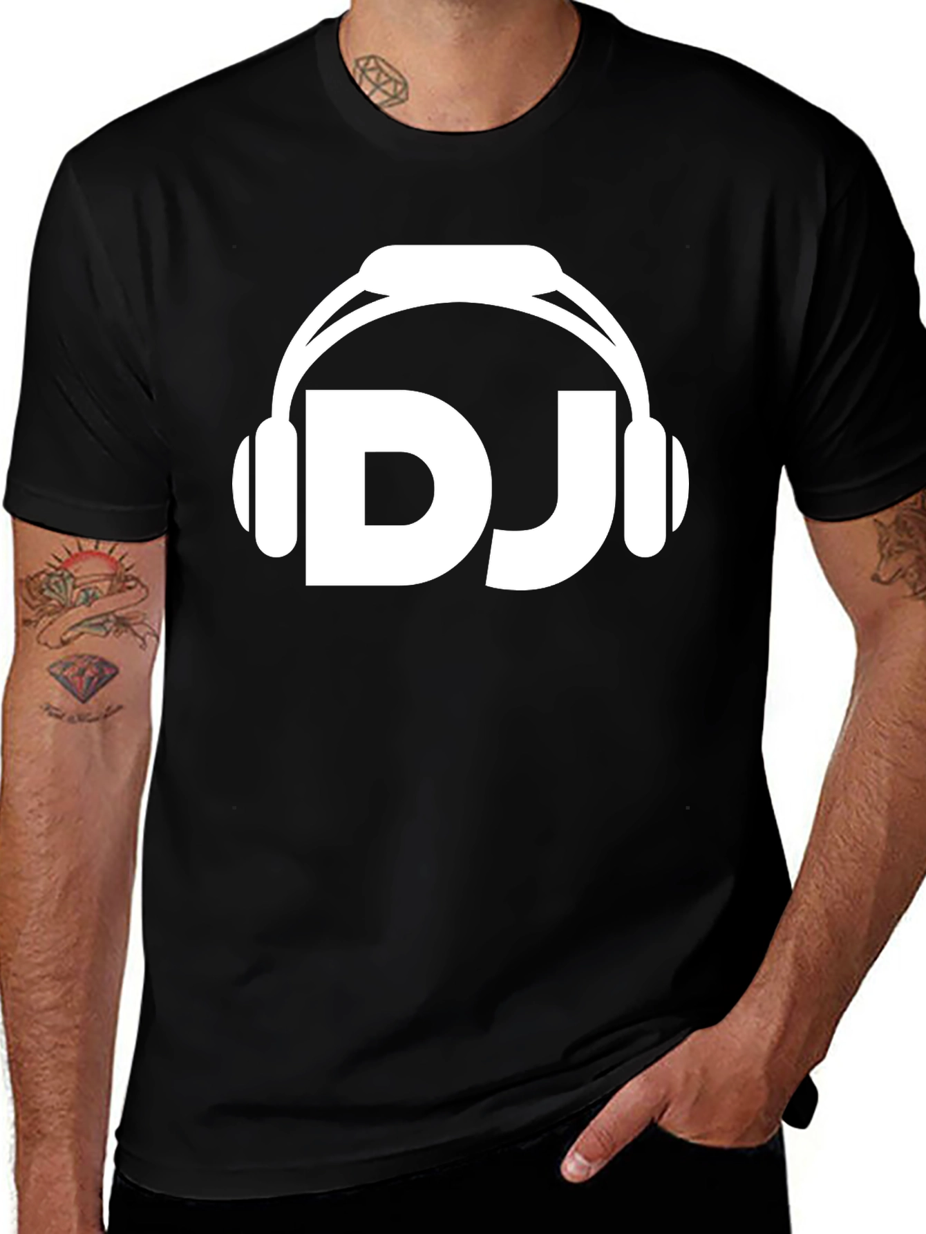 DJ Headphones Graphic Tee - Black Cotton T-Shirt