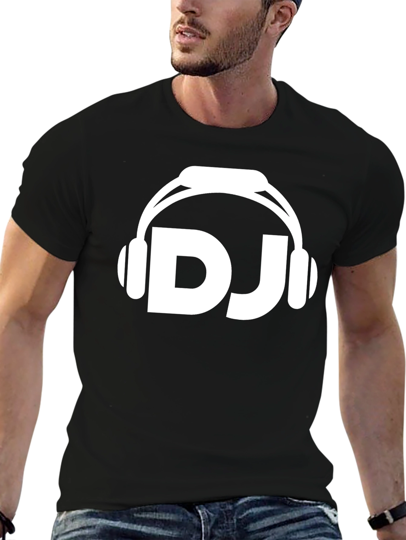 DJ Headphones Graphic Tee - Black Cotton T-Shirt